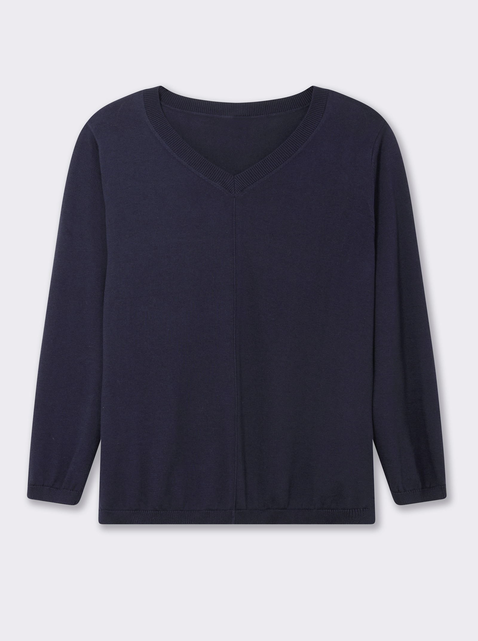 V-Ausschnitt-Pullover mit Biesen vorne - marine