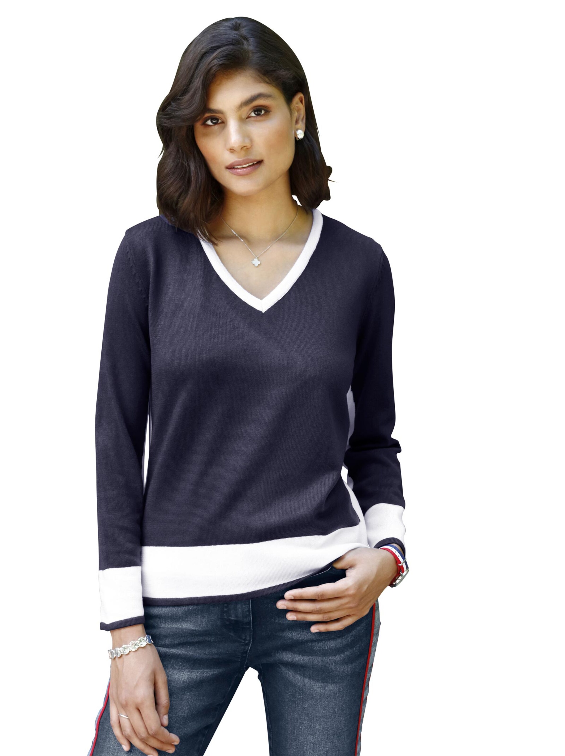 Pullover - nachtblau-weiß