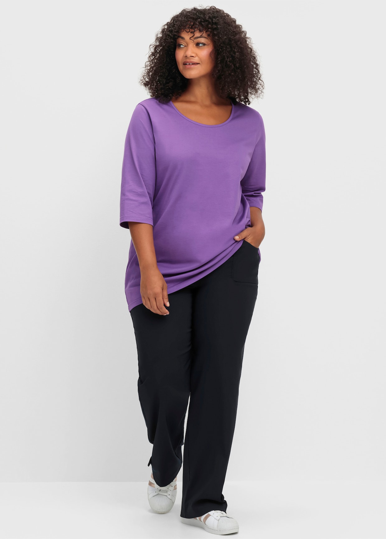 Hose in weiter Form, bügelfreie Koffer-Qualität - marine