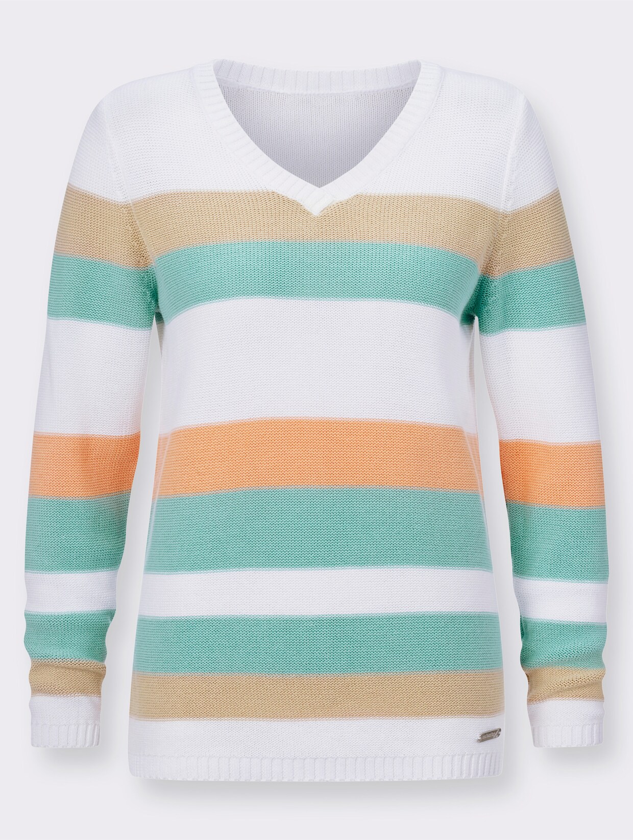 Gestreepte pullover - ecru/mint gestreept