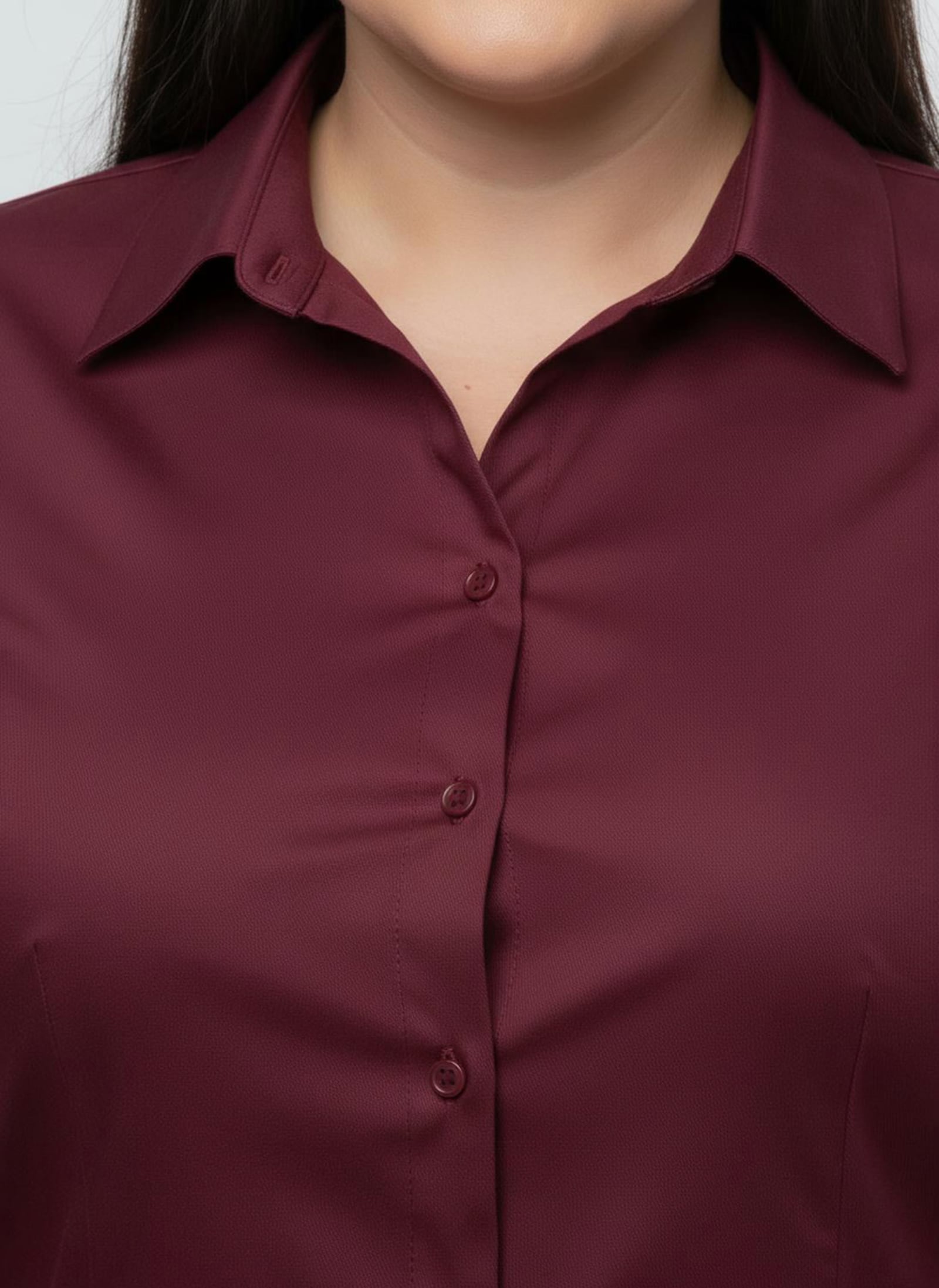 Hemdbluse mit 3/4-Ärmeln - weinrot