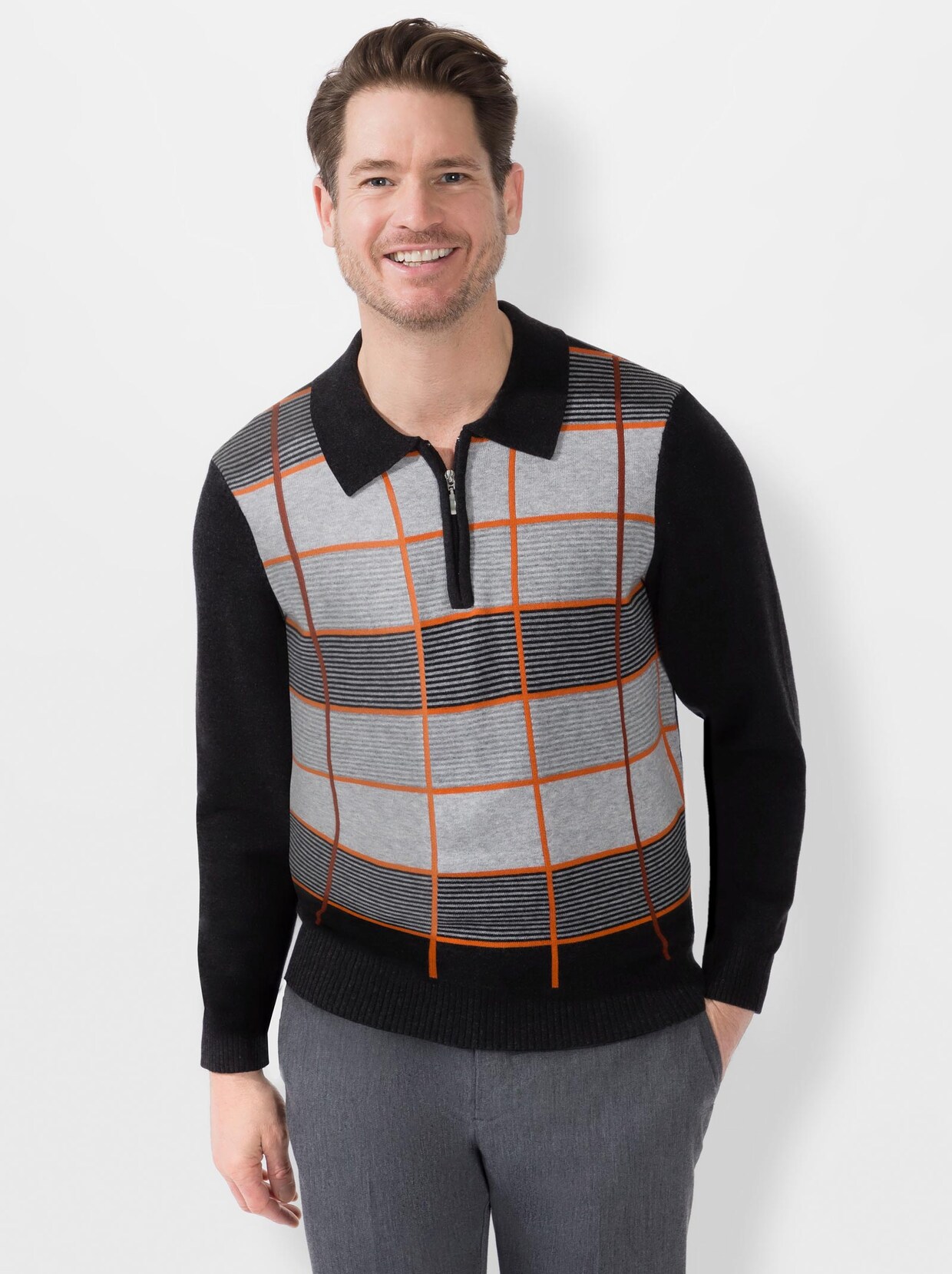 Marco Donati Pullover - anthrazit-orange