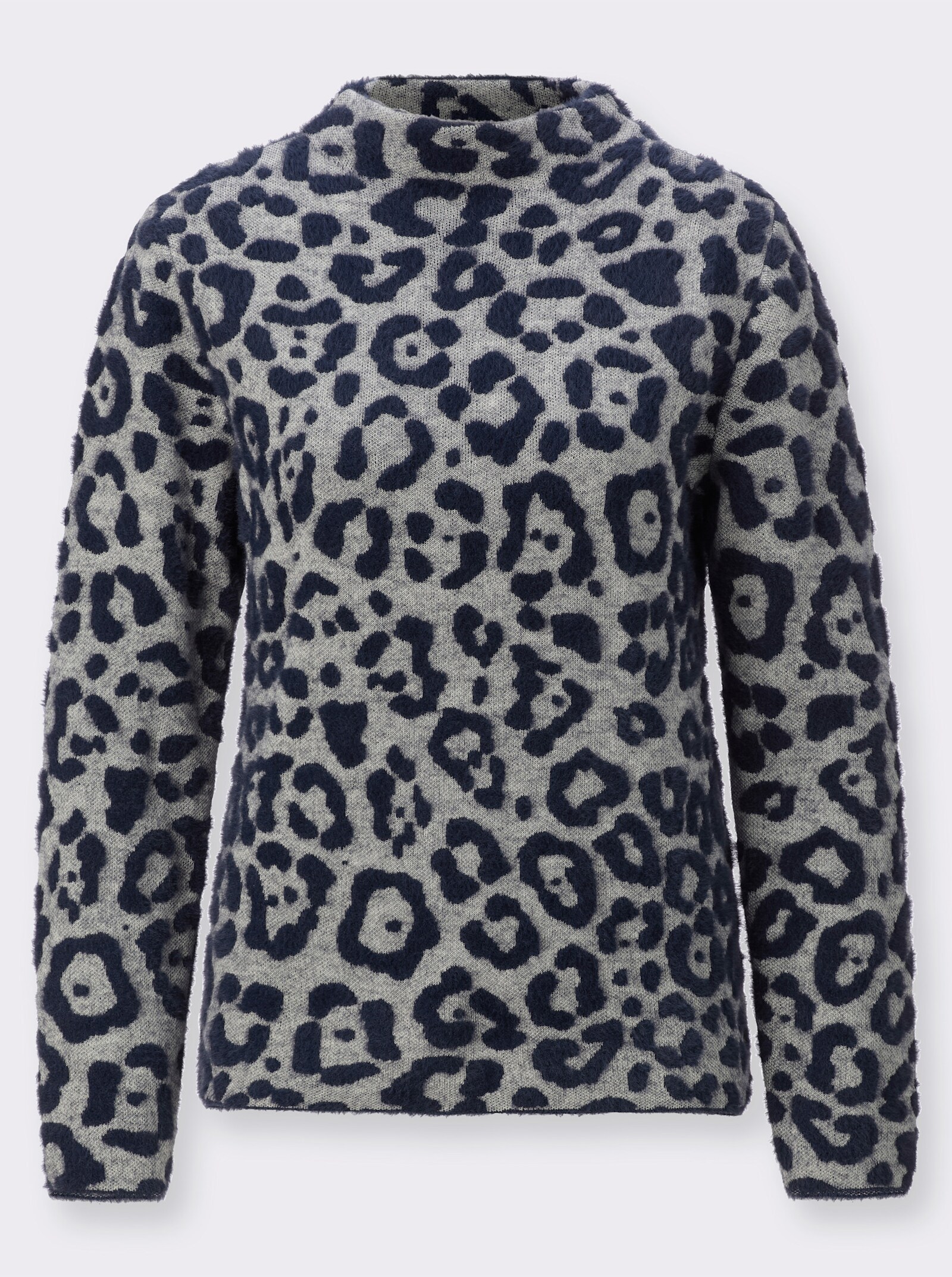 Langarm-Pullover im Jacquard-Dessin - sand-marine-gemustert