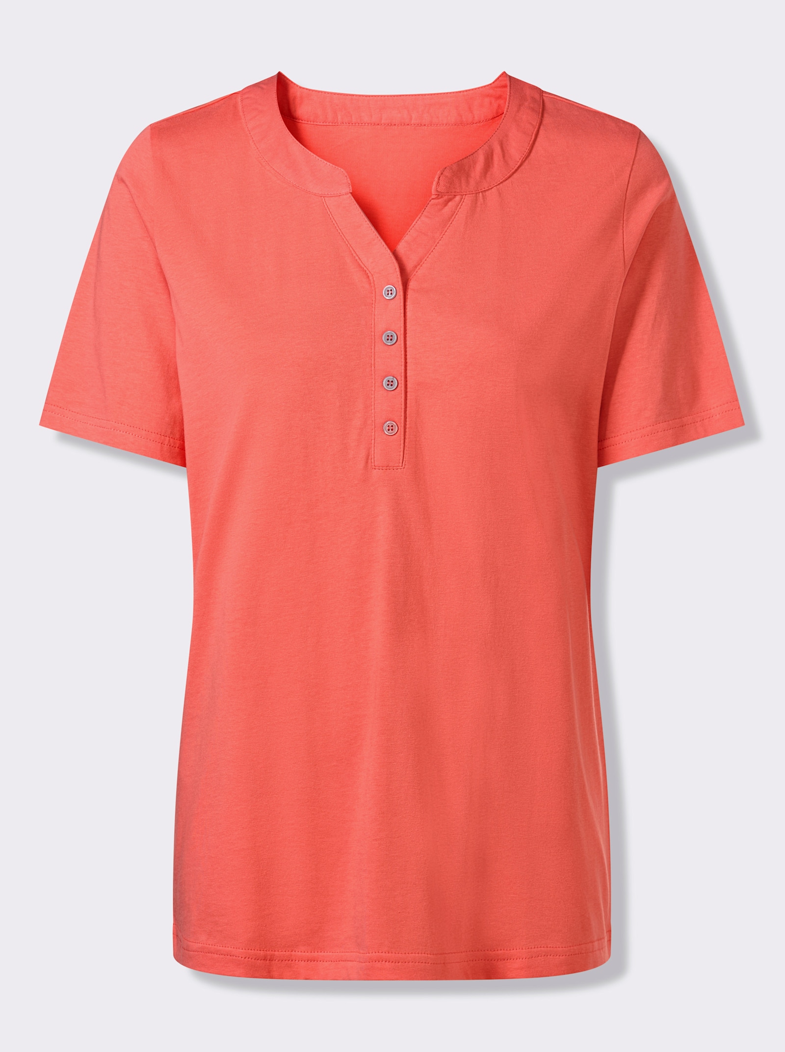Tričko, kr.rukávy, kontr.gombíky - Koralová