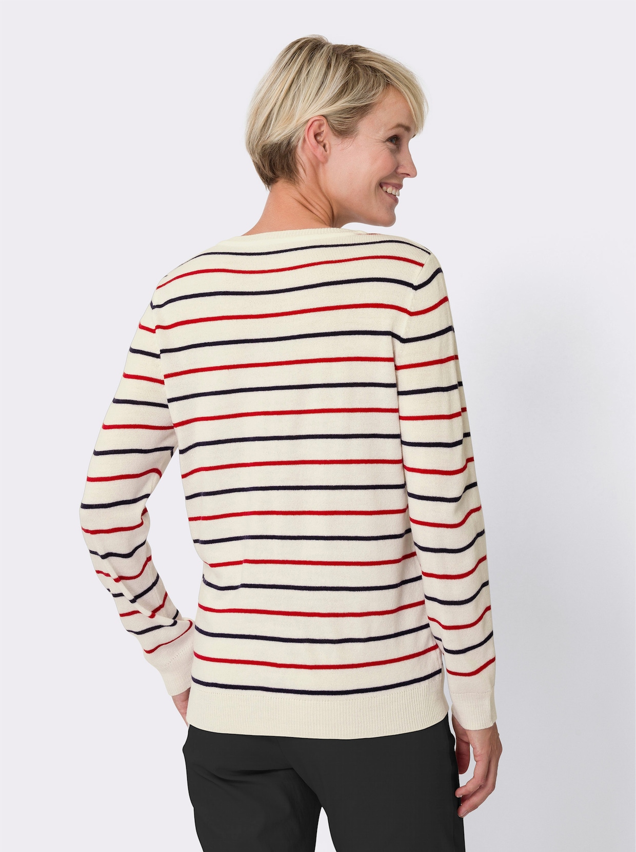 Pullover - wit/rood gestreept