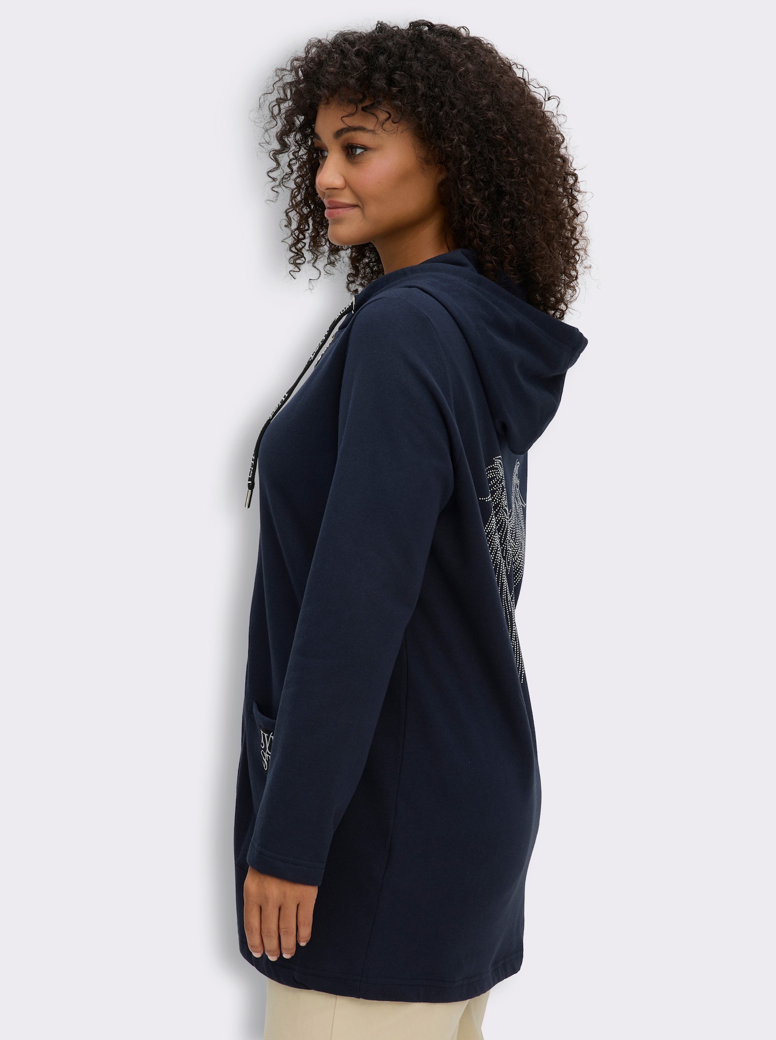Sweatjacke mit Glitzer-Applikation hinten - marine
