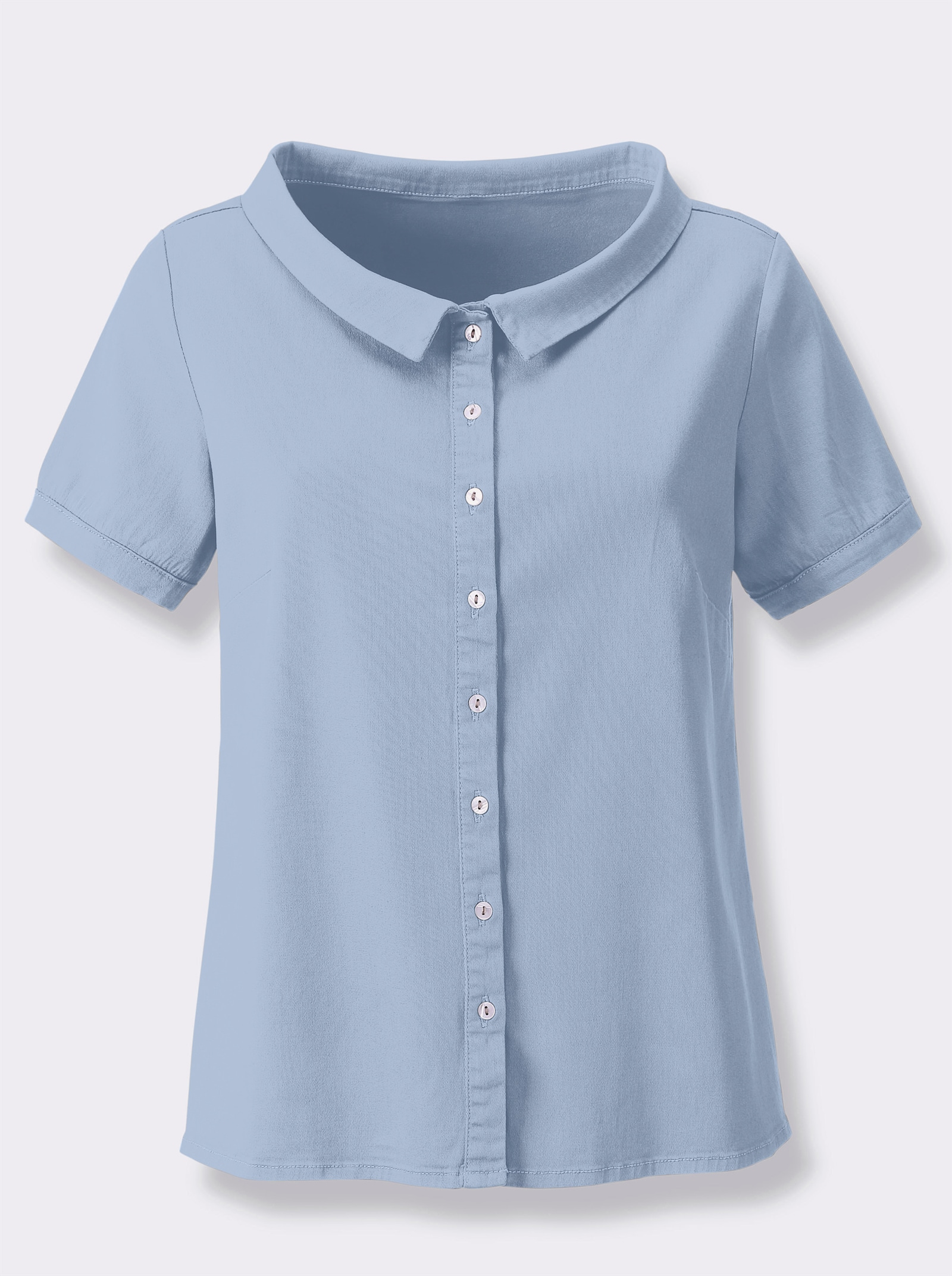 heine Jeansbluse mit Bubikragen - eisblau