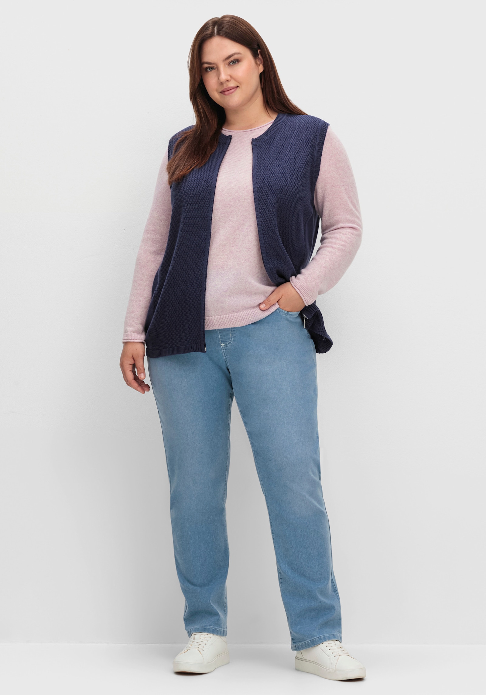 Strickweste mit durchgehendem Reißverschluss - nachtblau