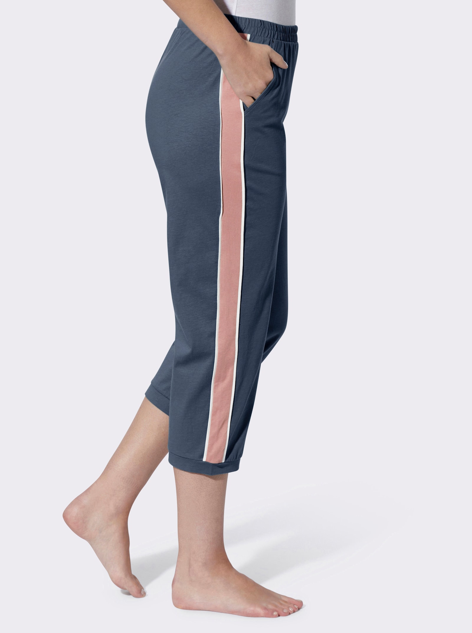 Freizeithose mit Galonstreifen - dunkelblau