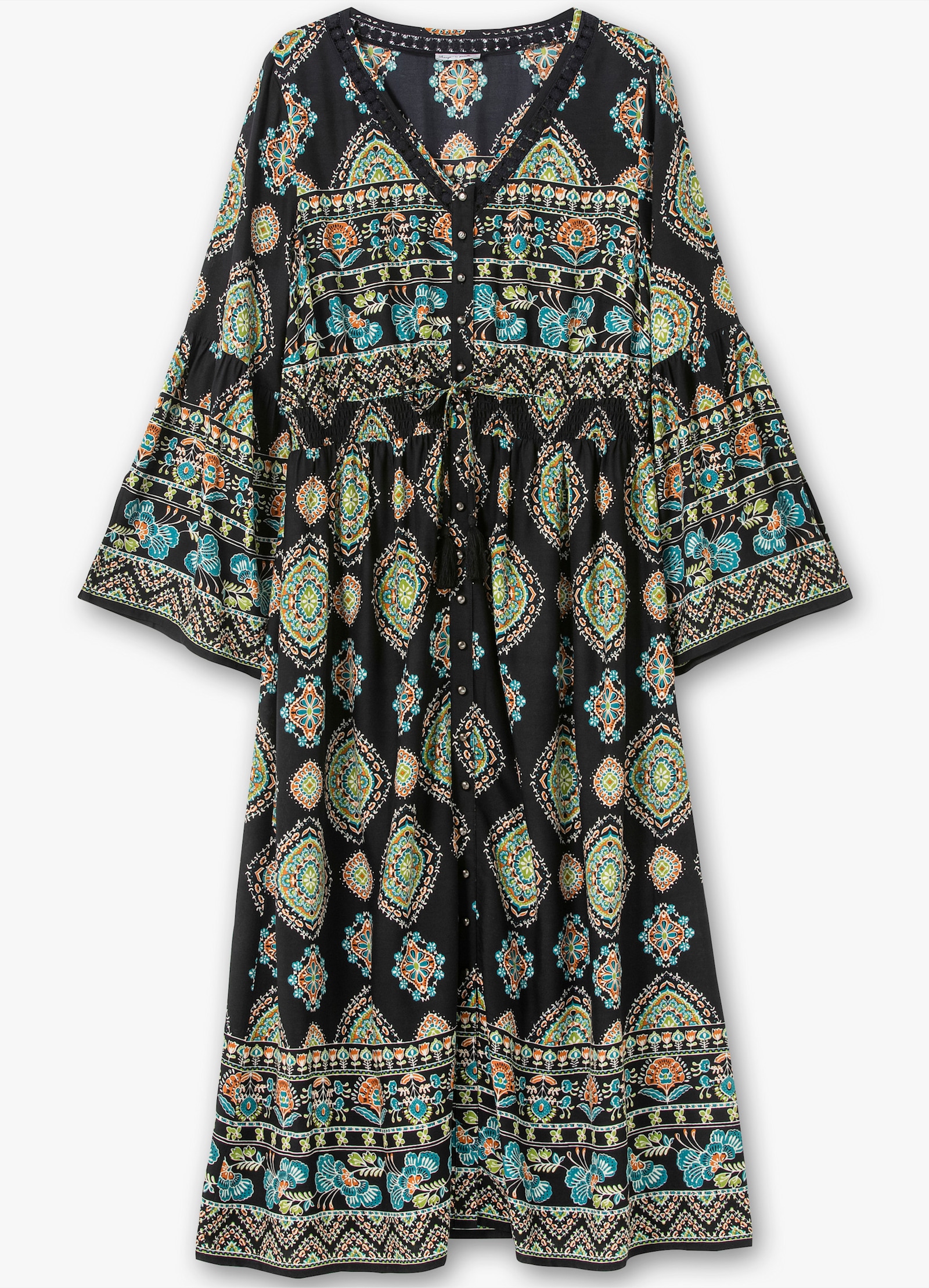 sheego by Joe Browns Maxikleid im Boho-Stil - schwarz-gemustert