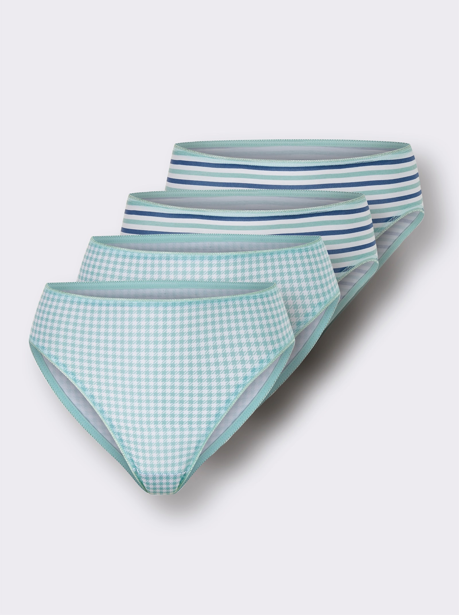 wäschepur Jazzpants - 2x mint gestreept + 2x mint geruit