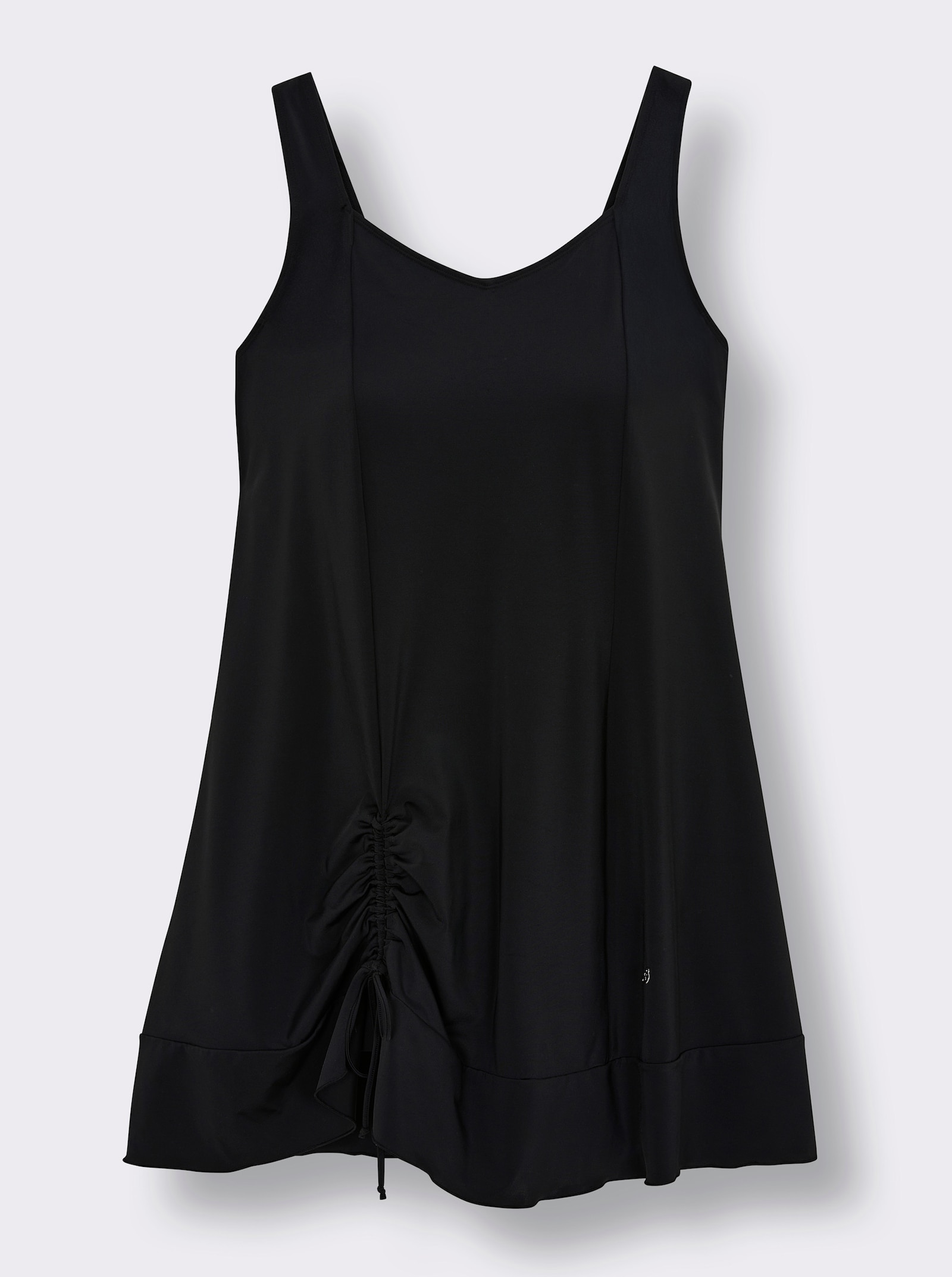 sheego Badekleid mit Raffung am Saum - schwarz