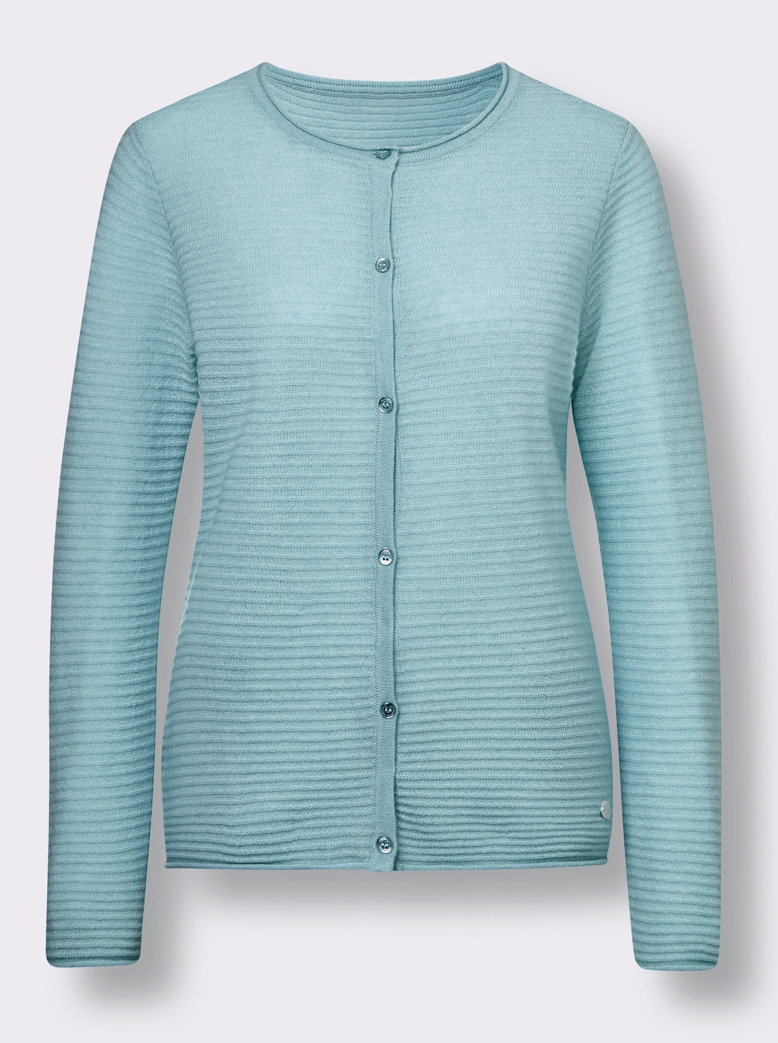 CREATION L PREMIUM Kaschmir-Strickjacke mit feinen Rollkanten - kalkmint