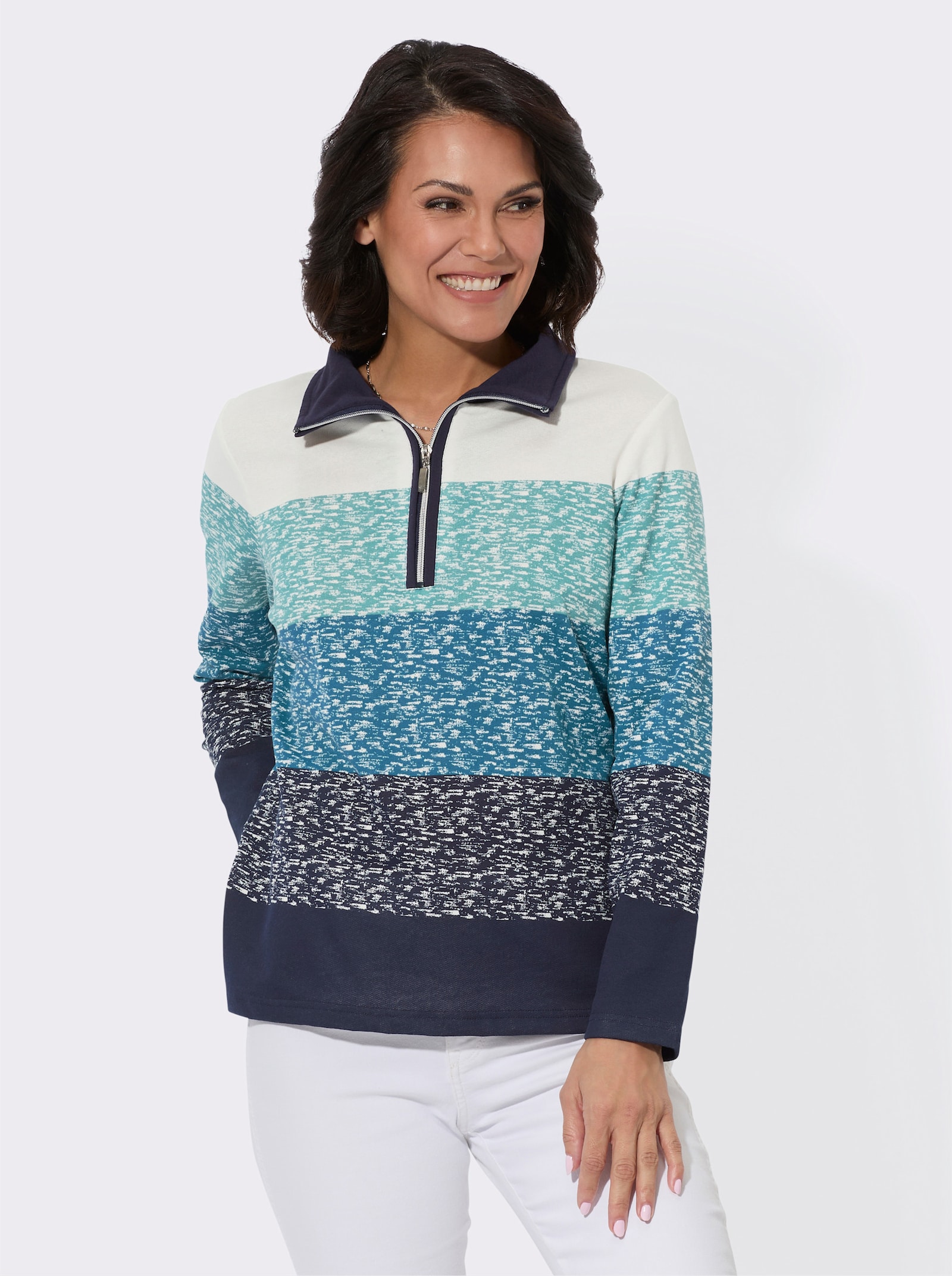 Sweatshirt mit Ringel-Druck - topas-marine