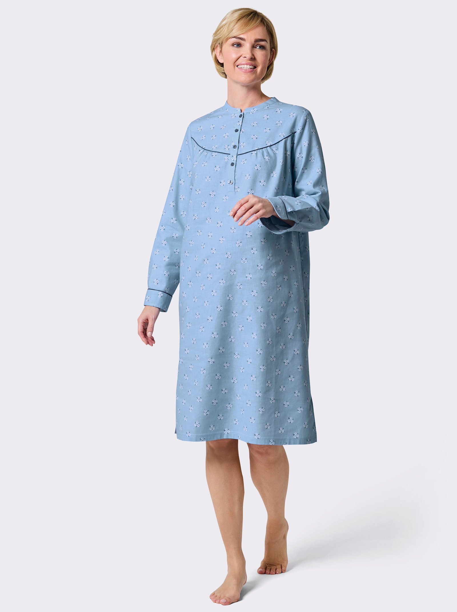 wäschepur Nachthemd im floralen Dessin - eisblau-bedruckt