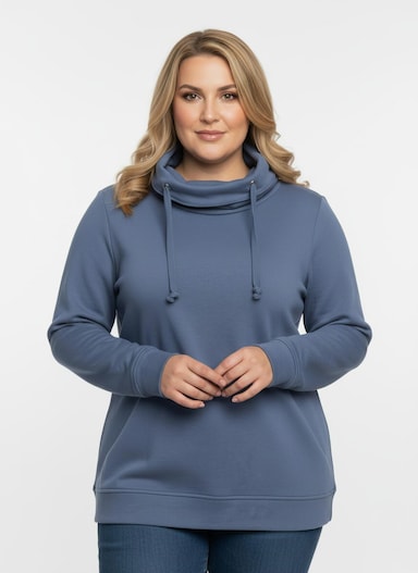 Sweatshirt mit halsfernem Rollkragen - blau