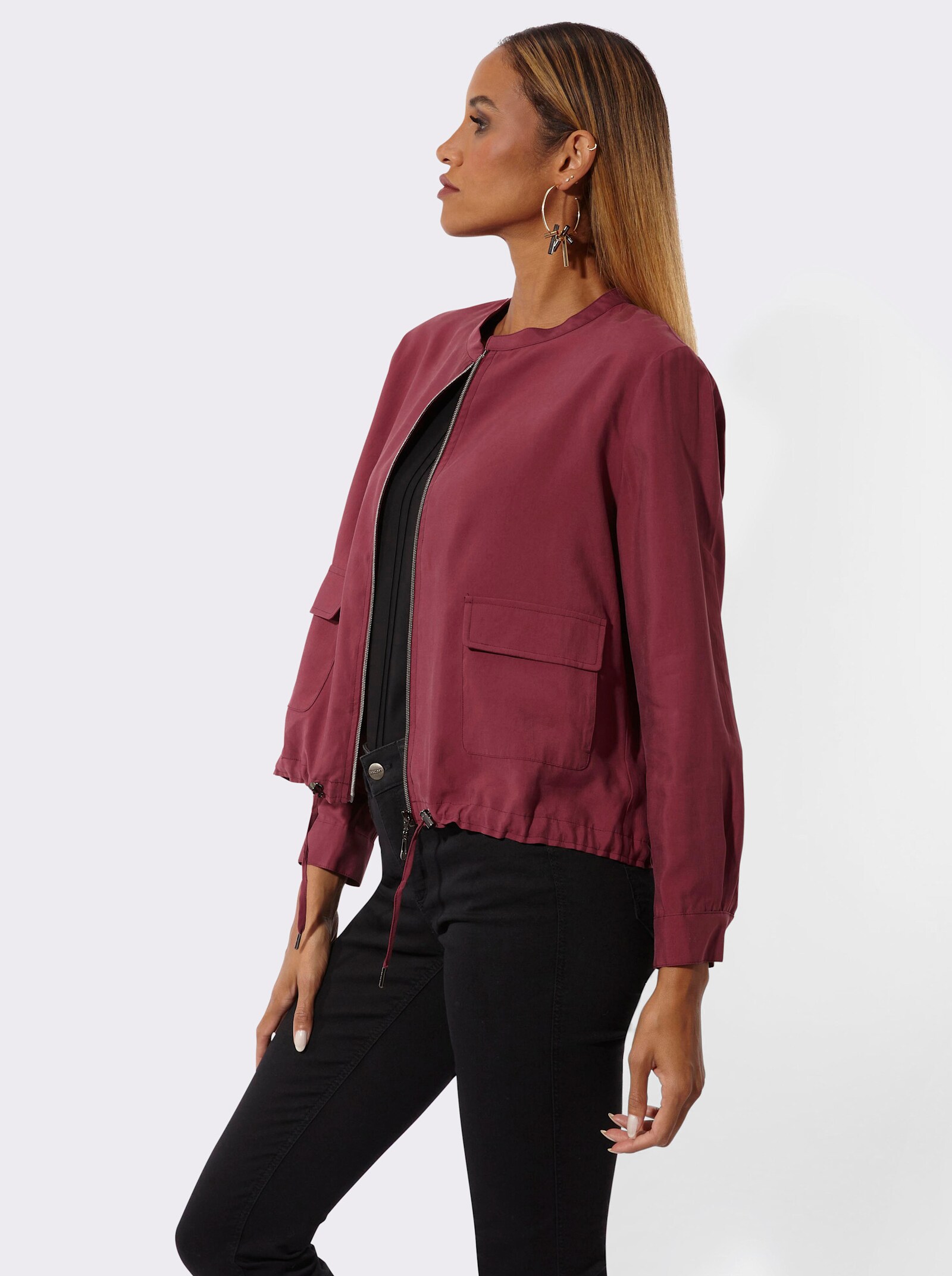 Blouson mit Tunnelzug - bordeaux