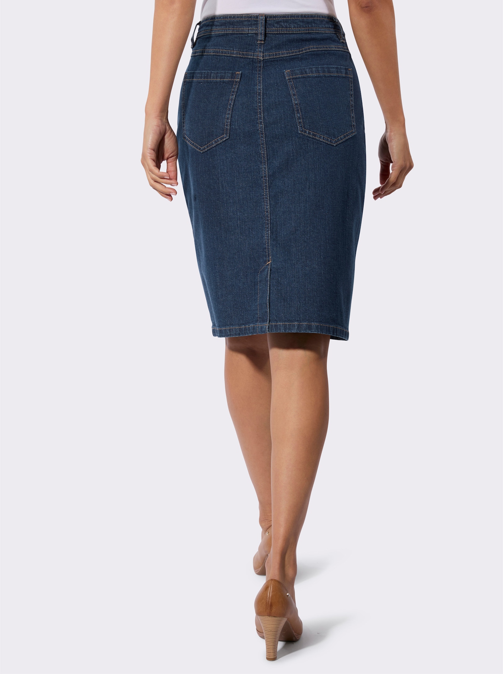 Jeansrock in 5-Pocket-Form - blue-stone-washed