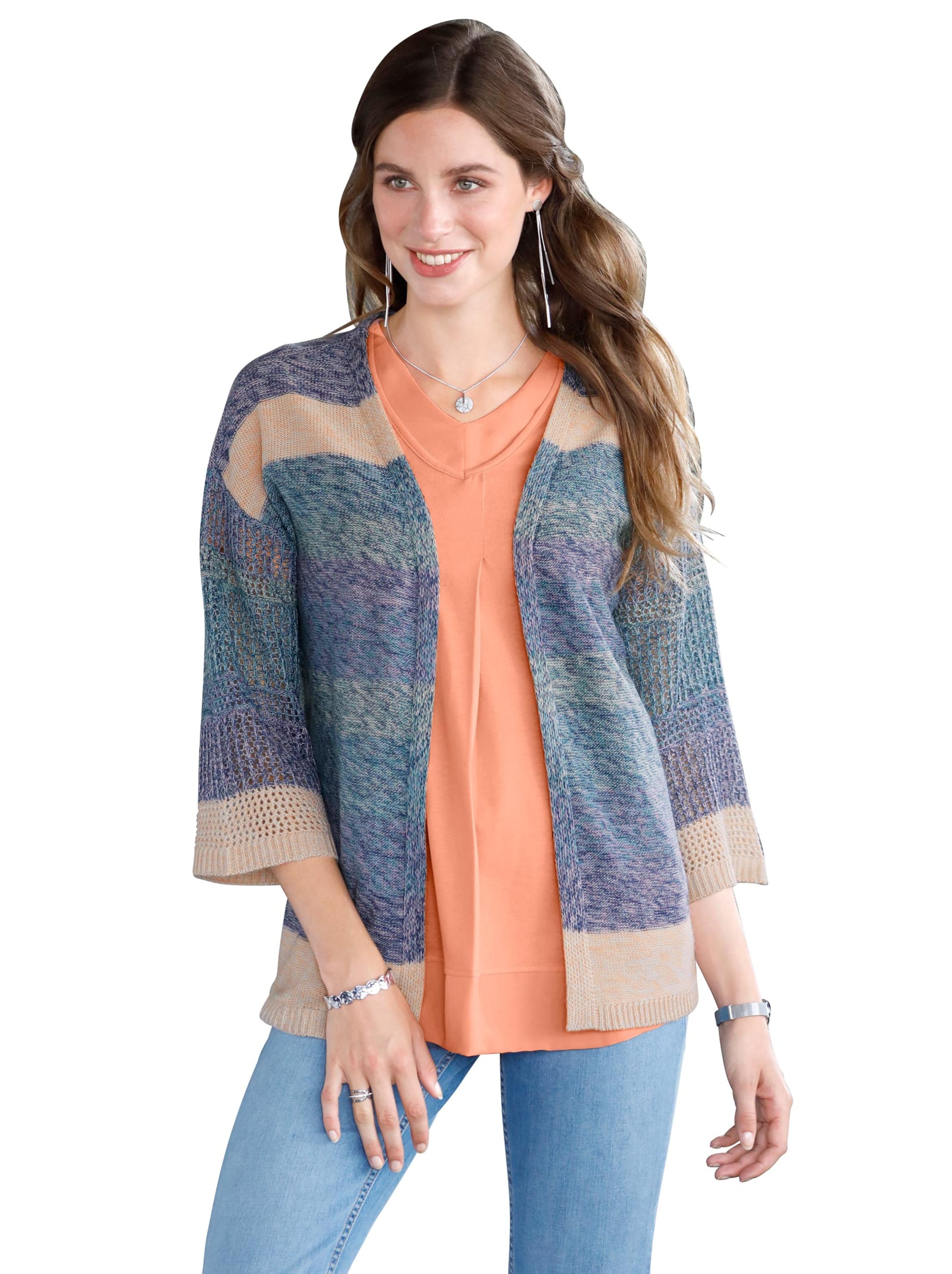 Strickjacke - jeansblau-meliert