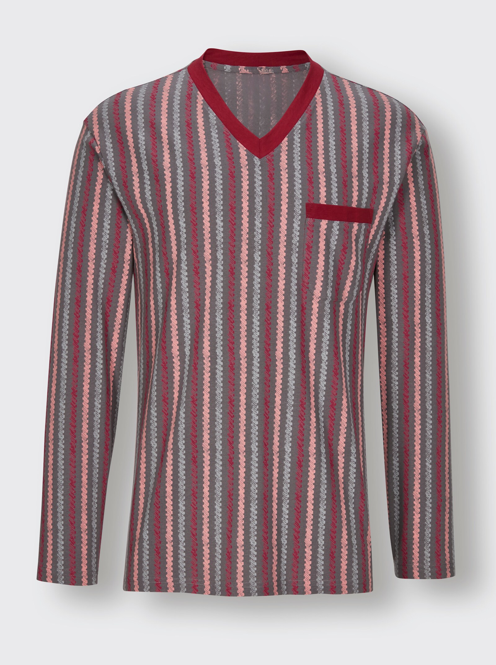 wäschepur men Pyjama's - donkerrood + donkerrood/antraciet bedrukt