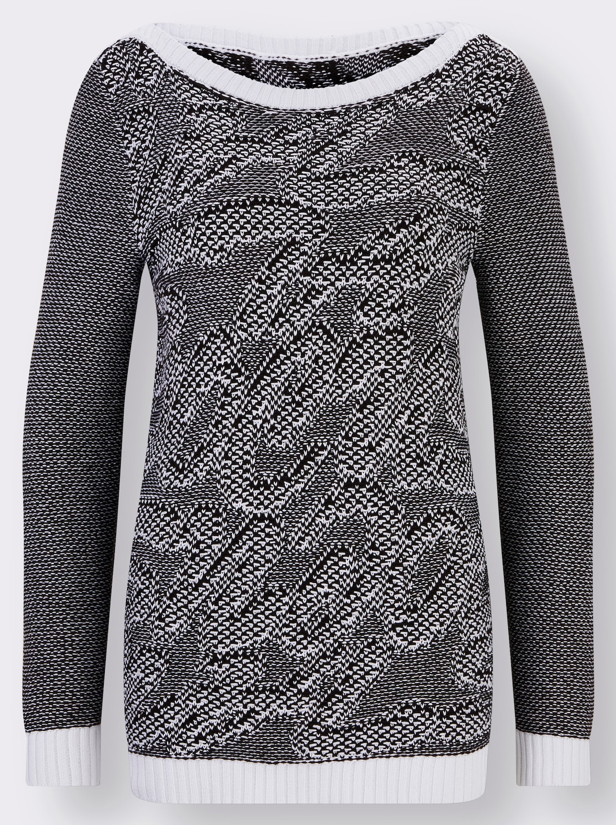Pullover met lange mouwen - zwart/wit geprint