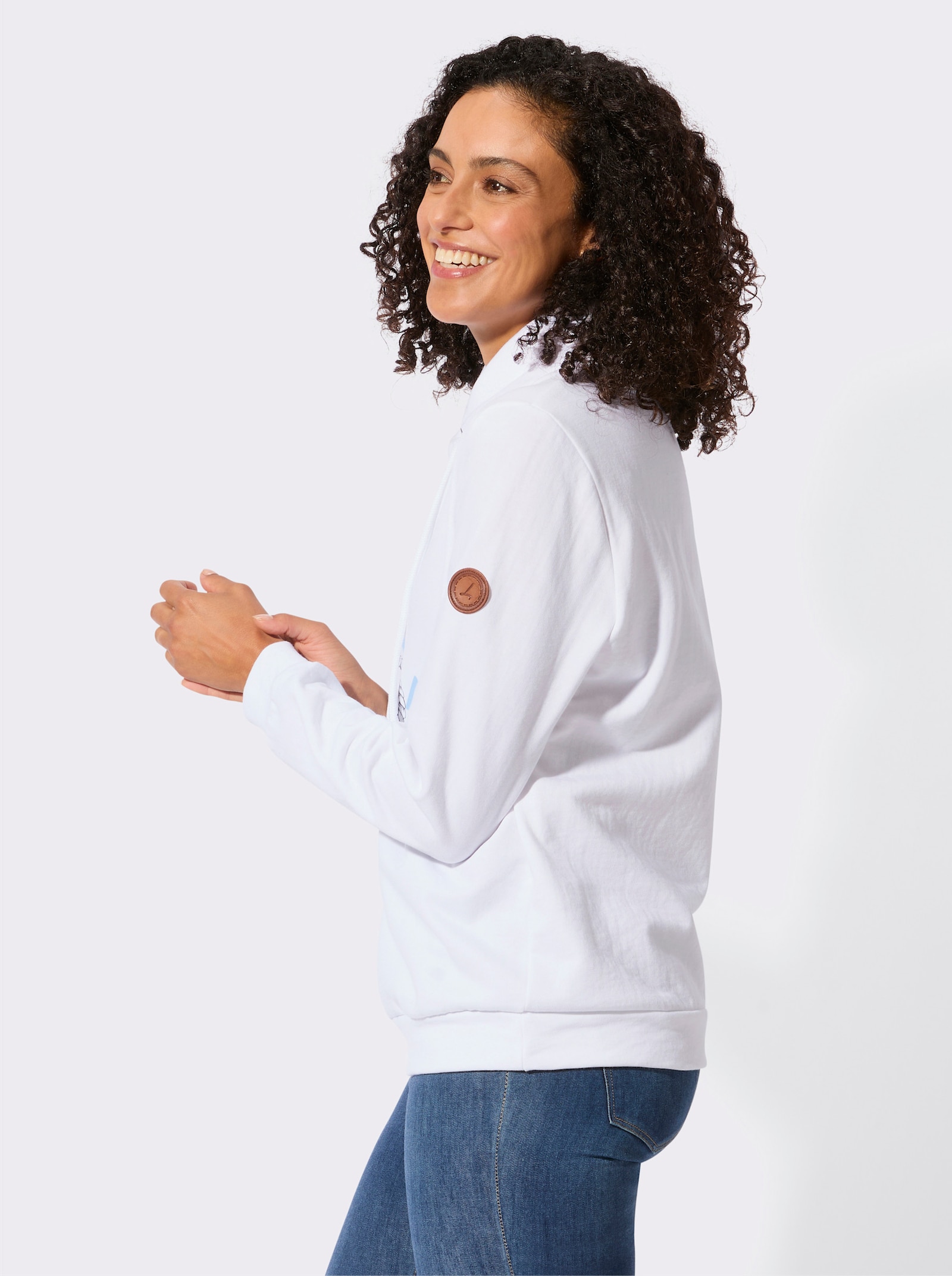 Sweatshirt mit weich angerauter Innenseite - weiß