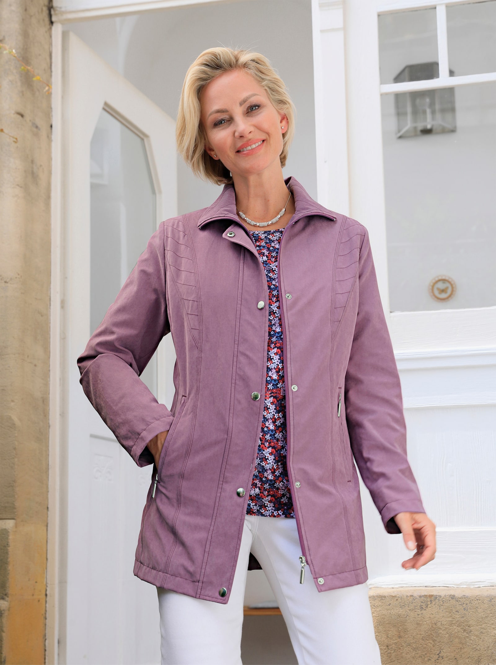 Tussenjack met ritszakken - violet