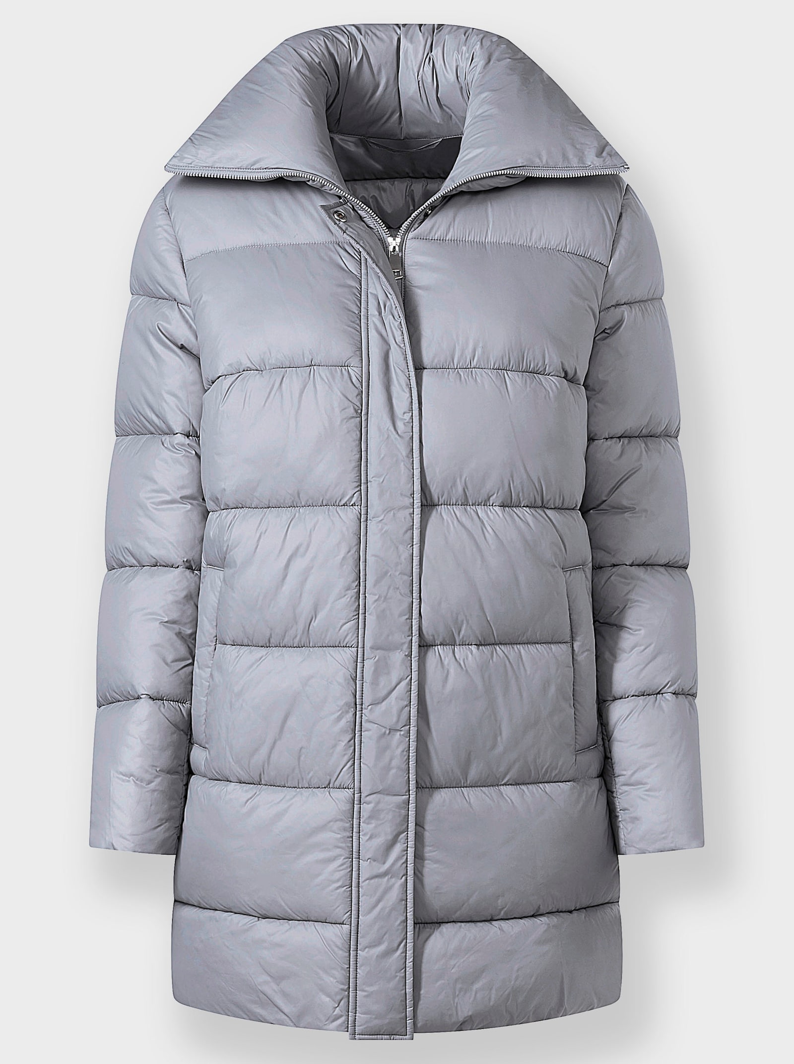 heine Steppmantel mit Druckknopf-Leiste, verdeckt - steingrau