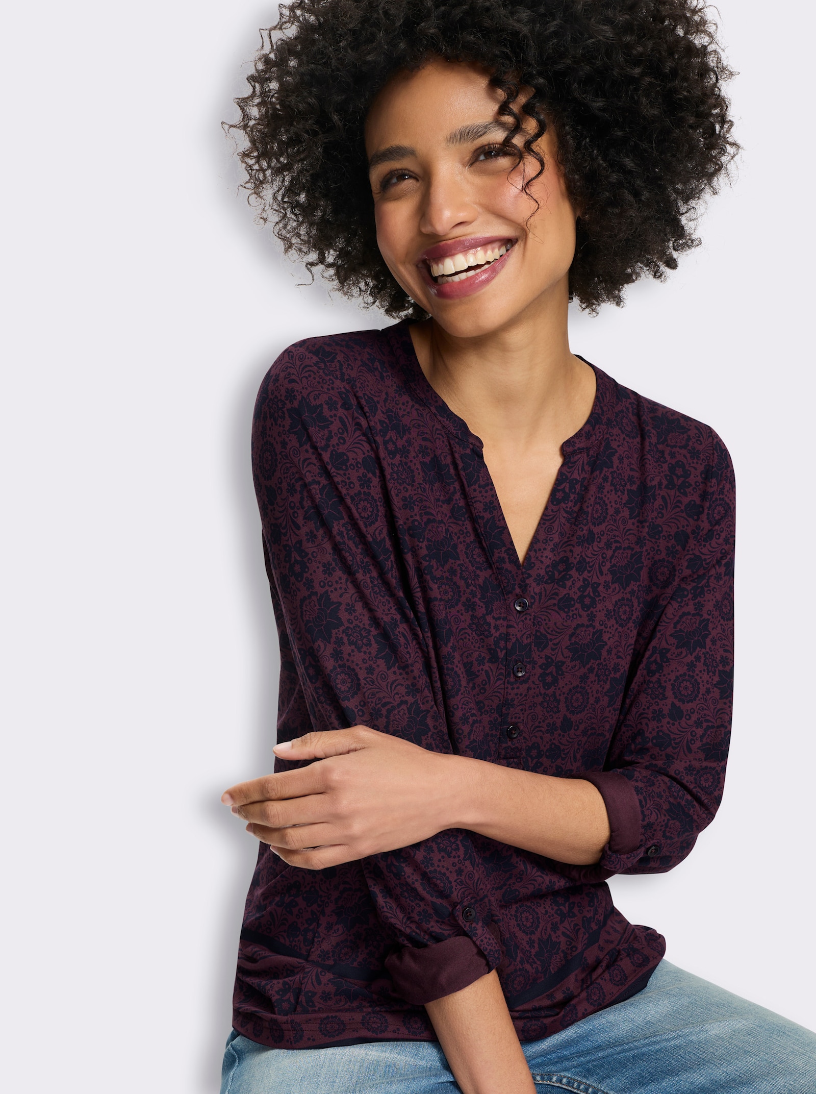 heine T-shirt imprimé - bordeaux-marine imprimé