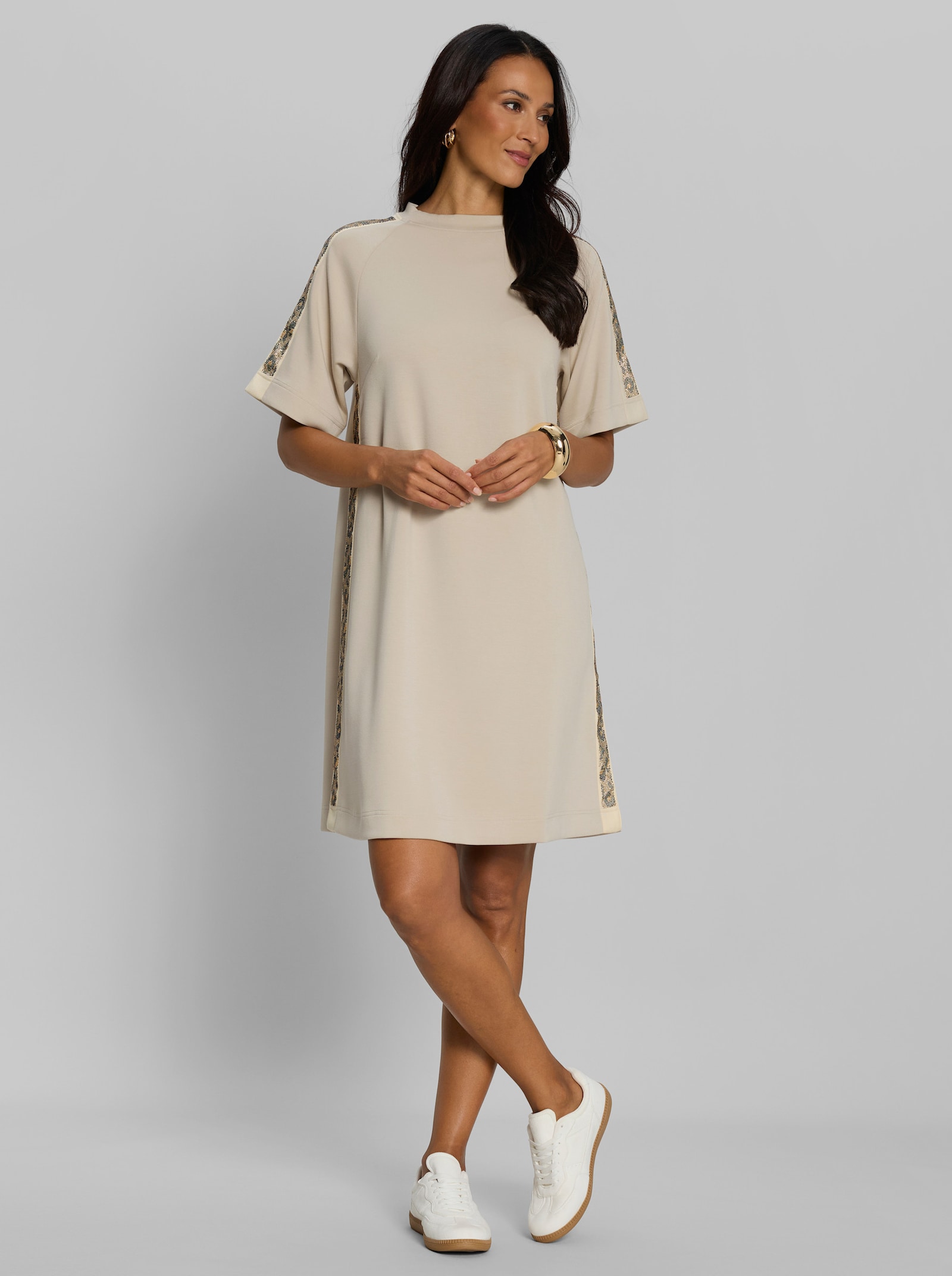 heine Sweatkleid in A-Form - sand