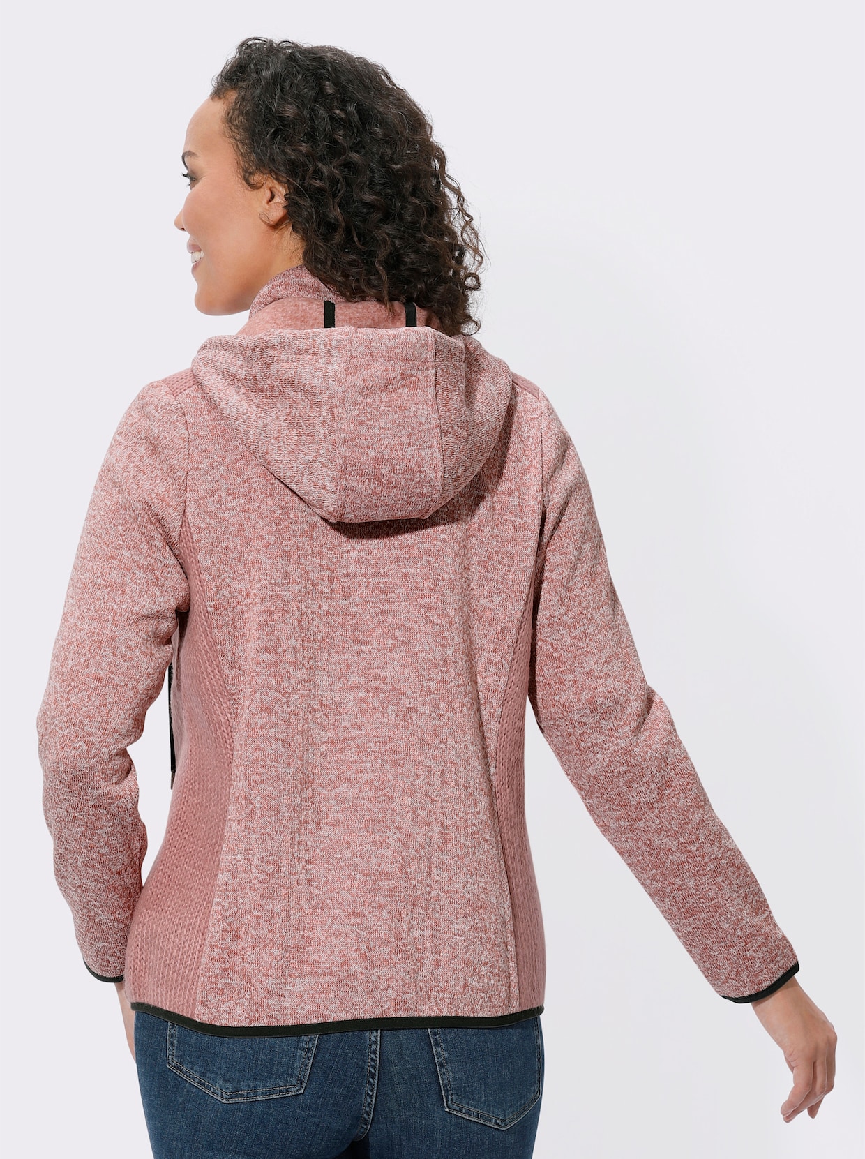 Strickfleece-Jacke - rosenholz-meliert