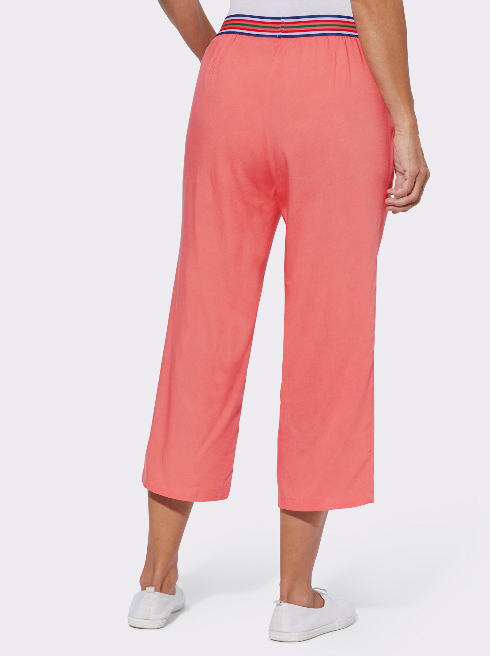 Schlupfhose mit gestreiftem Dehnbund - koralle