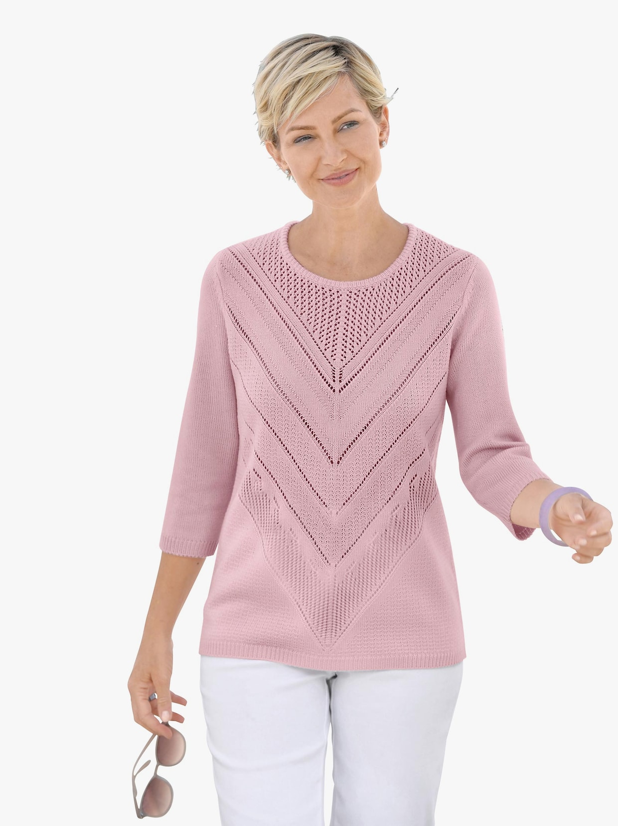 Pullover met 3/4-mouwen - roze
