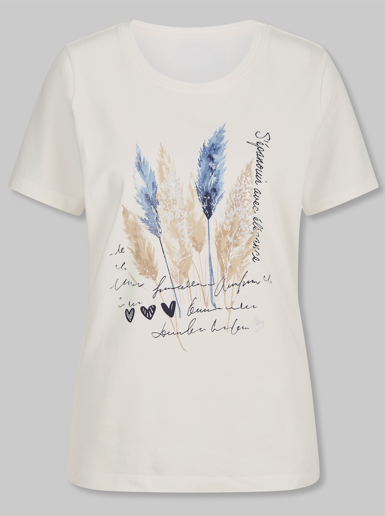 heine T-Shirt mit Feder-Motiv - ecru