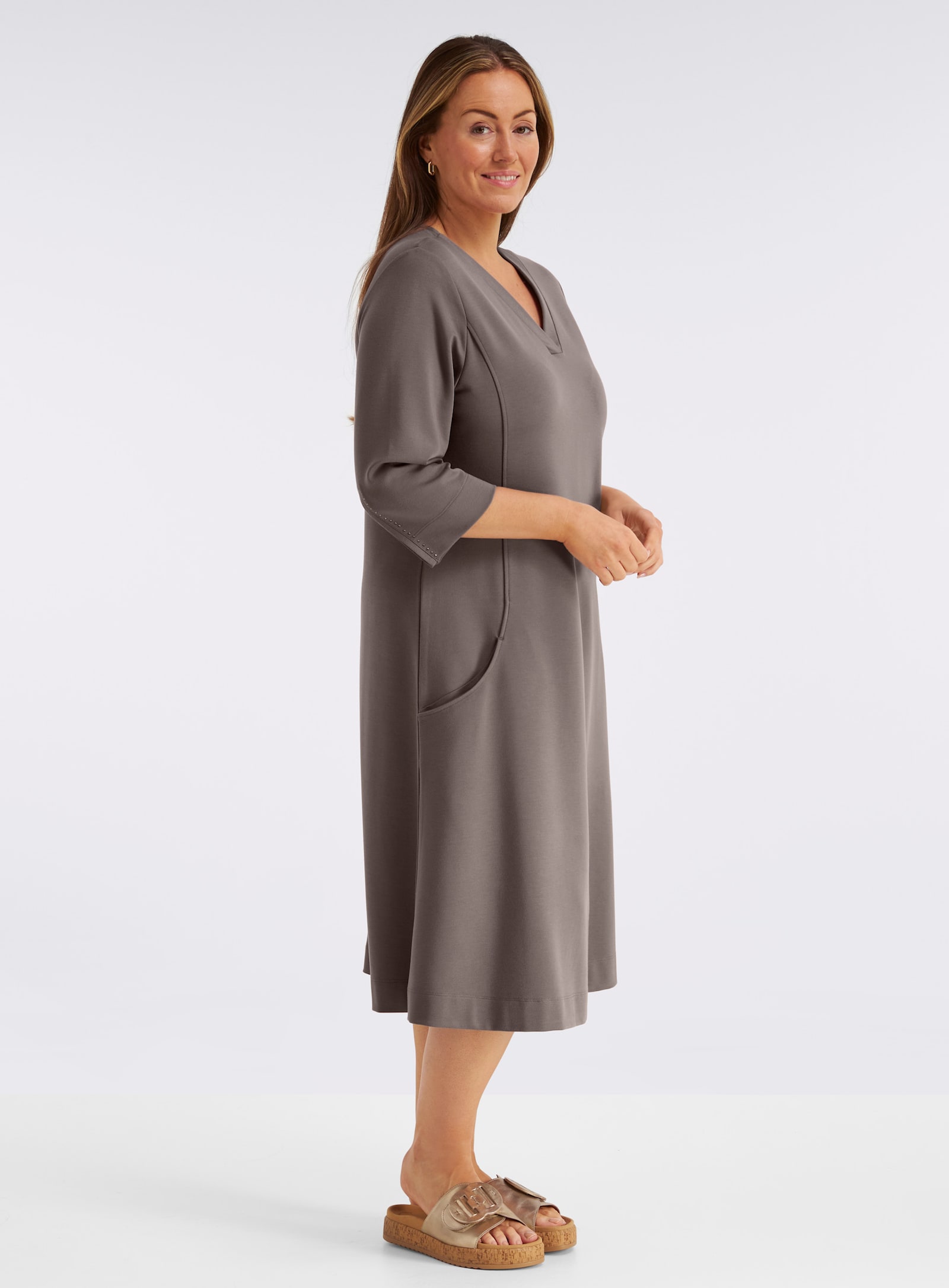 sheego Jerseykleid mit Teilungsnähten - dunkeltaupe