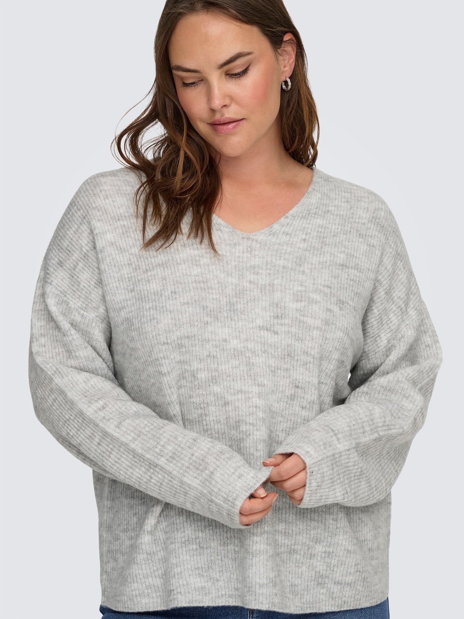 ONLY CARMAKOMA Strickpullover - light grey melange