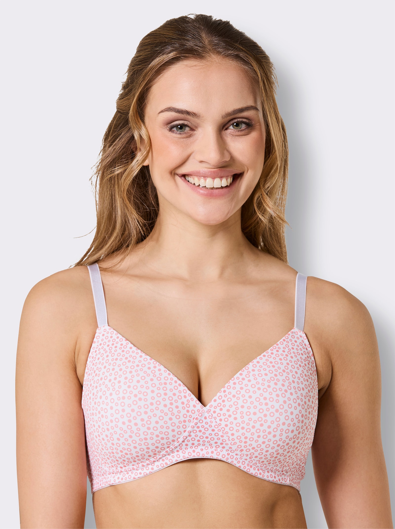 wäschepur Schalen-BH ohne Bügel mit nahtlos geformten Cups - weiß-flamingo