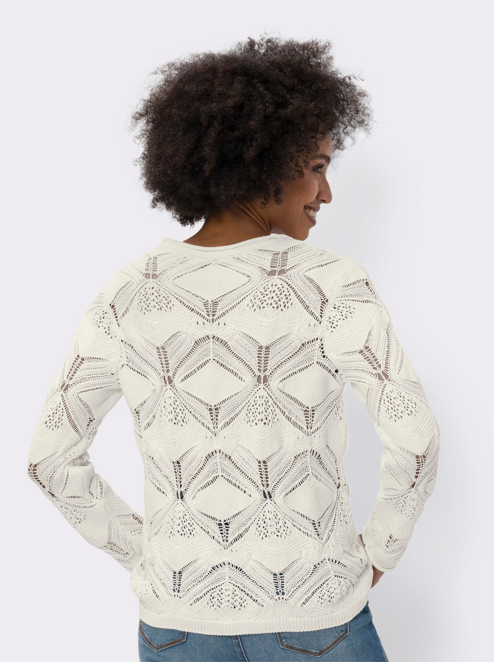 heine Pullover van tricot met transparante delen - ecru