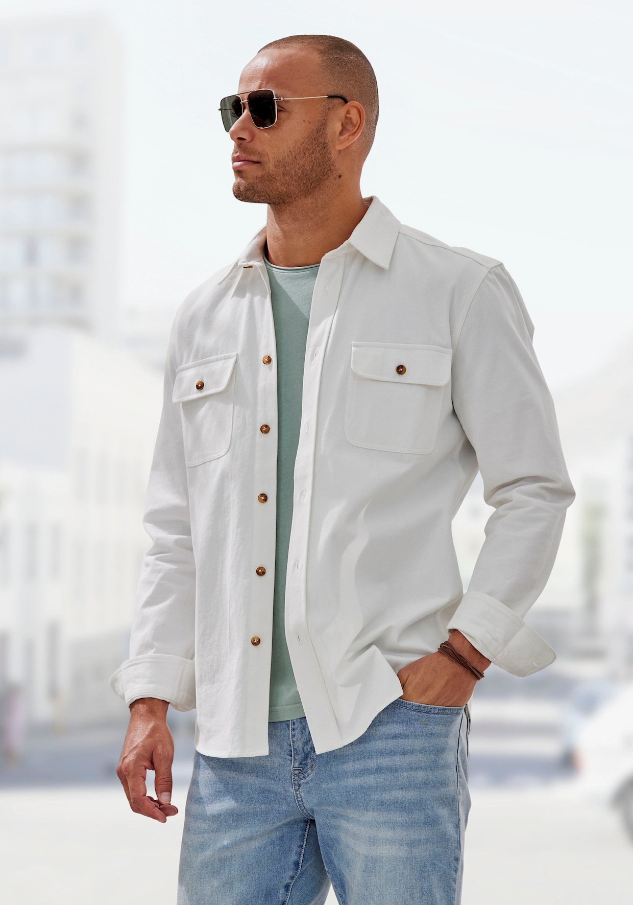 Langarmhemd - offwhite