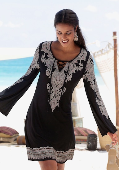 LASCANA Robe en jersey - noir imprimé