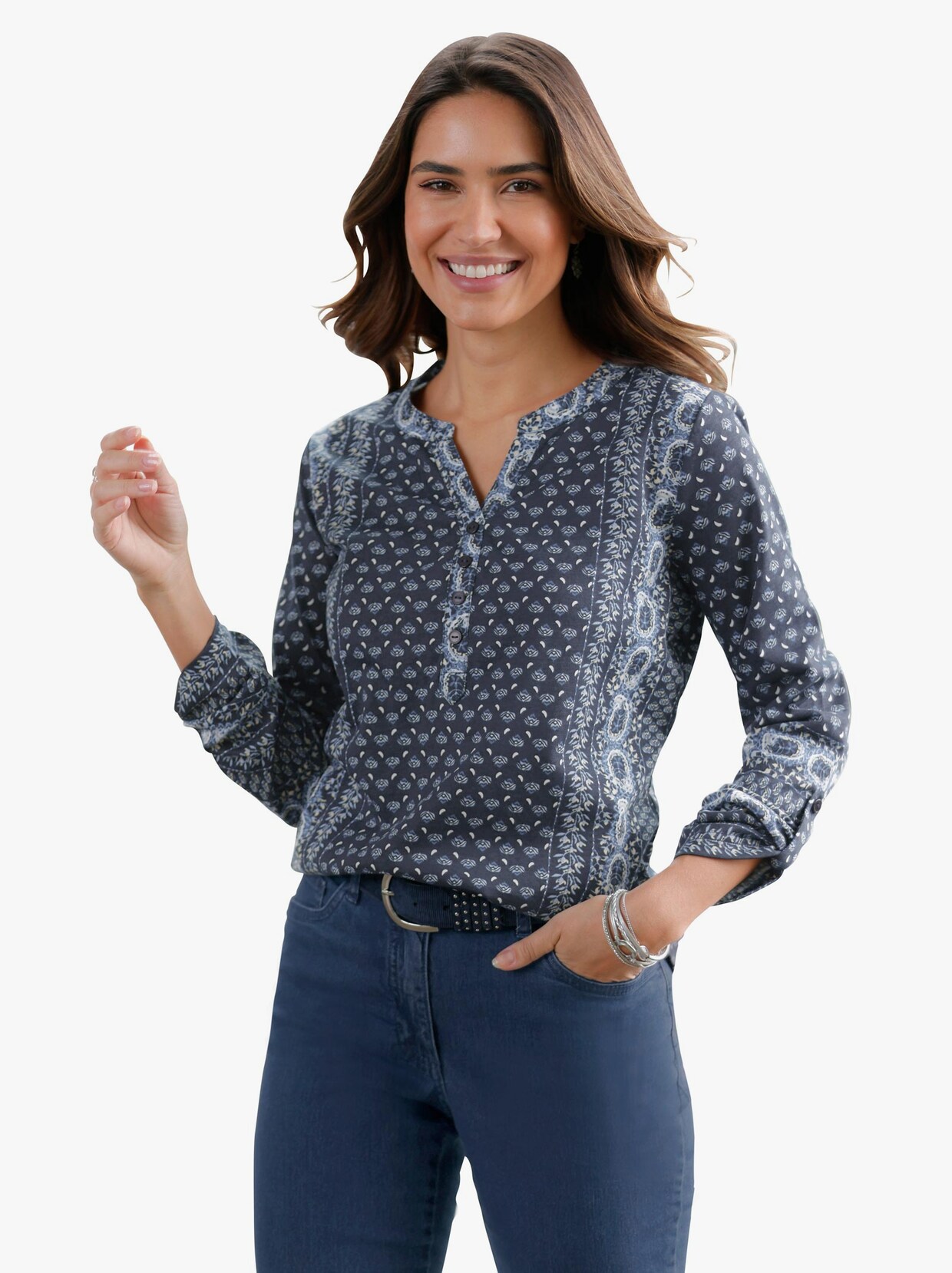 Print-Shirt - marine-bleu-bedruckt