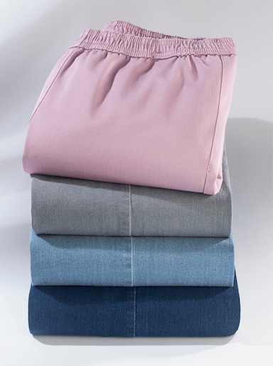 Schlupfjeans mit weitem Bein - mauve