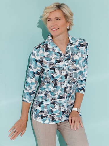Poloshirt - kalkmint-sesam-bedruckt