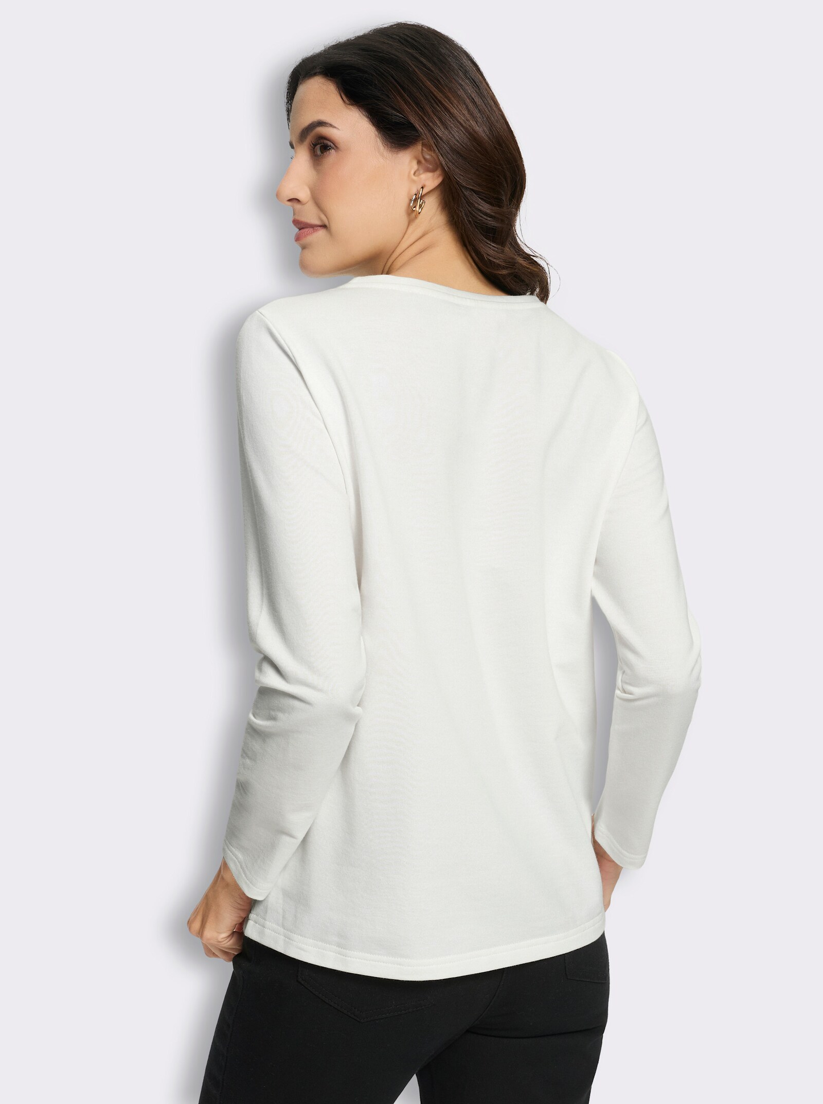 Sweatshirt mit gummiertem Blüten-Druck - ecru