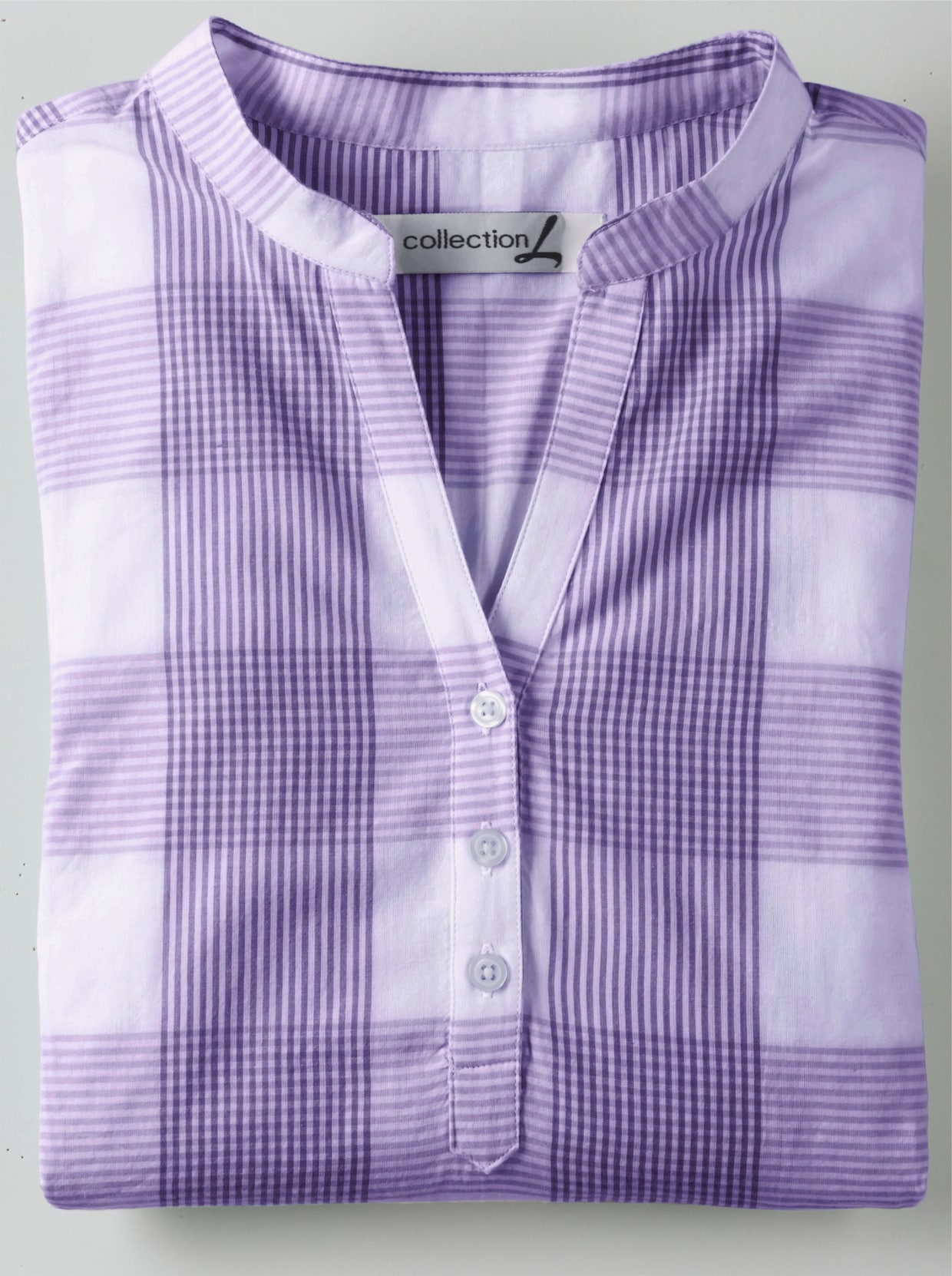Katoenen blouse - lavendel/wit geruit