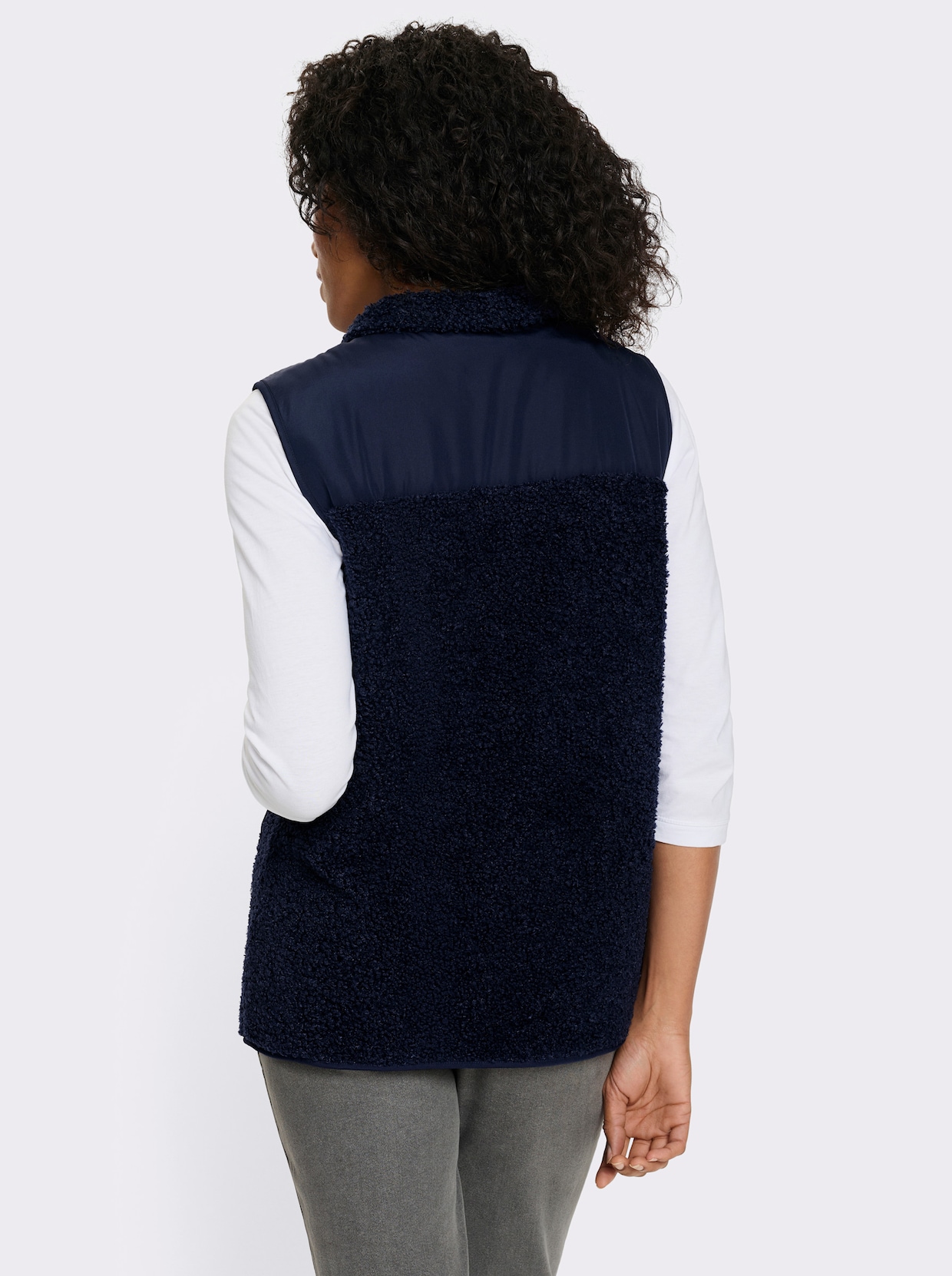 Gilet met stiksel en teddyfleece - marine