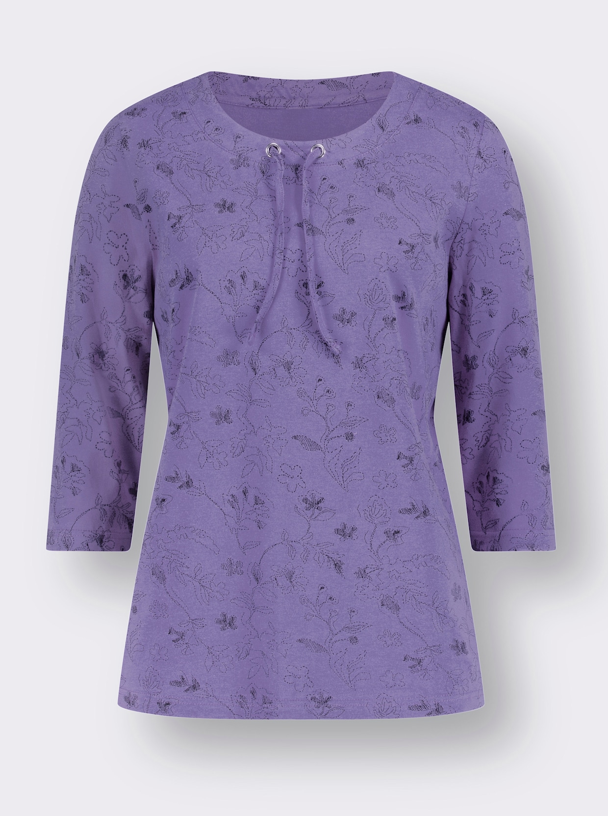 2-in-1-Shirt - lavendel-graphit-bedruckt