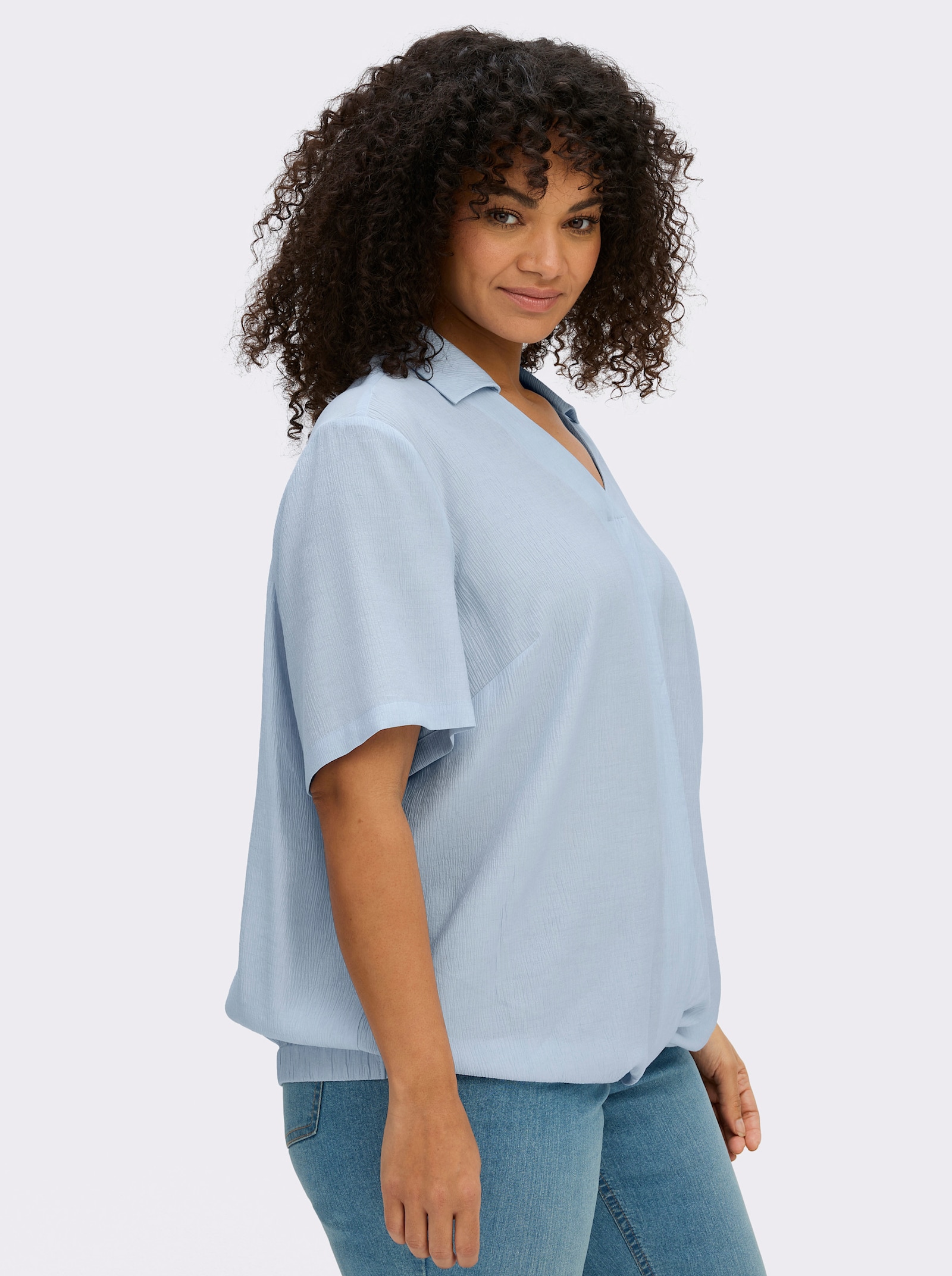 sheego Tunika mit raffiniertem Bund - hellblau