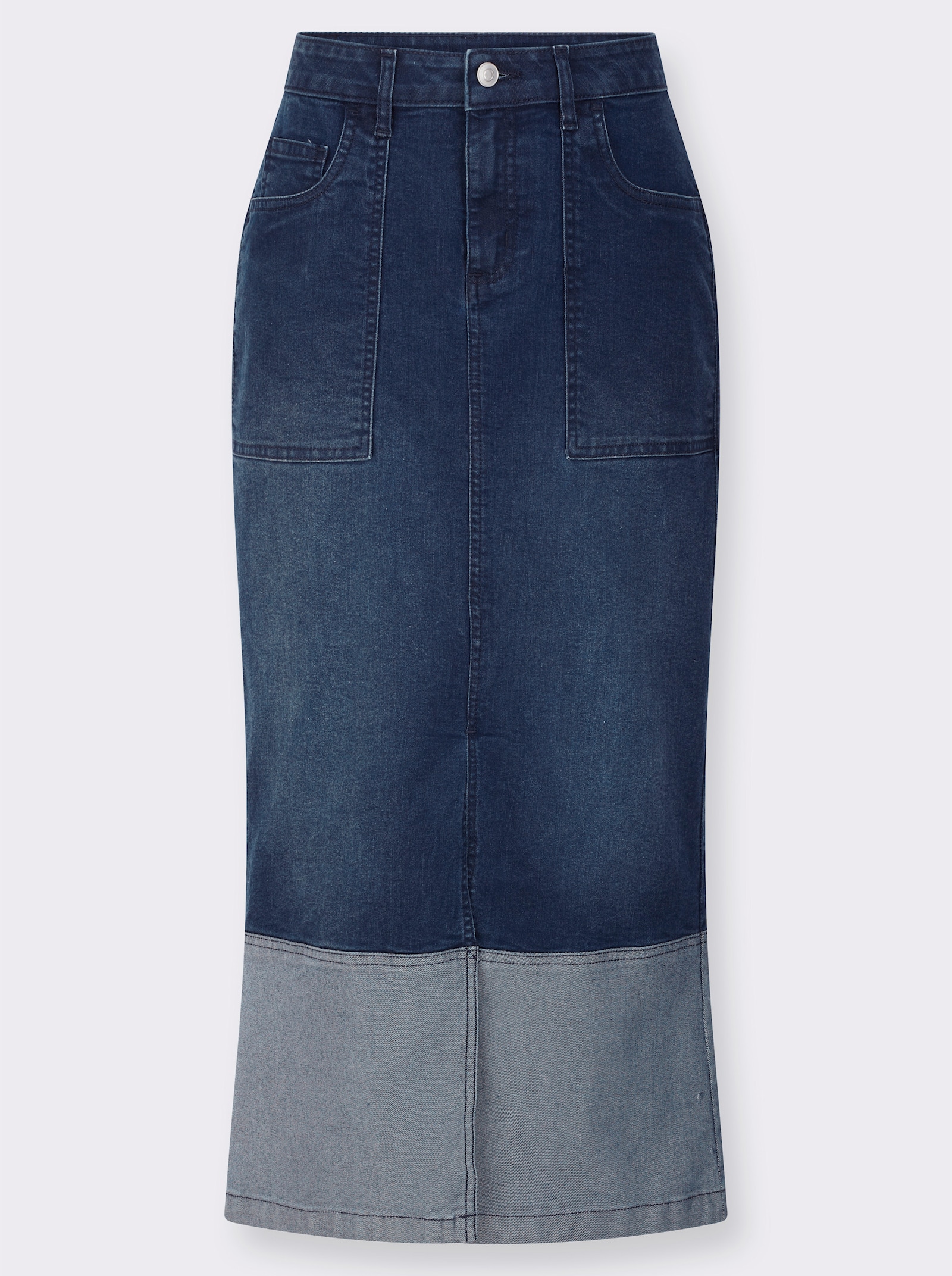 Jeansrock mit Kontrasteinsatz am Saum - blue-stone-washed