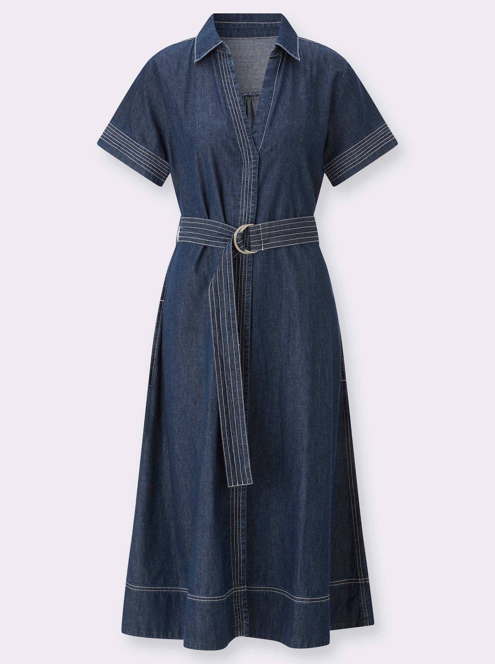 Jeanskleid mit Nahttaschen - blue-stone-washed